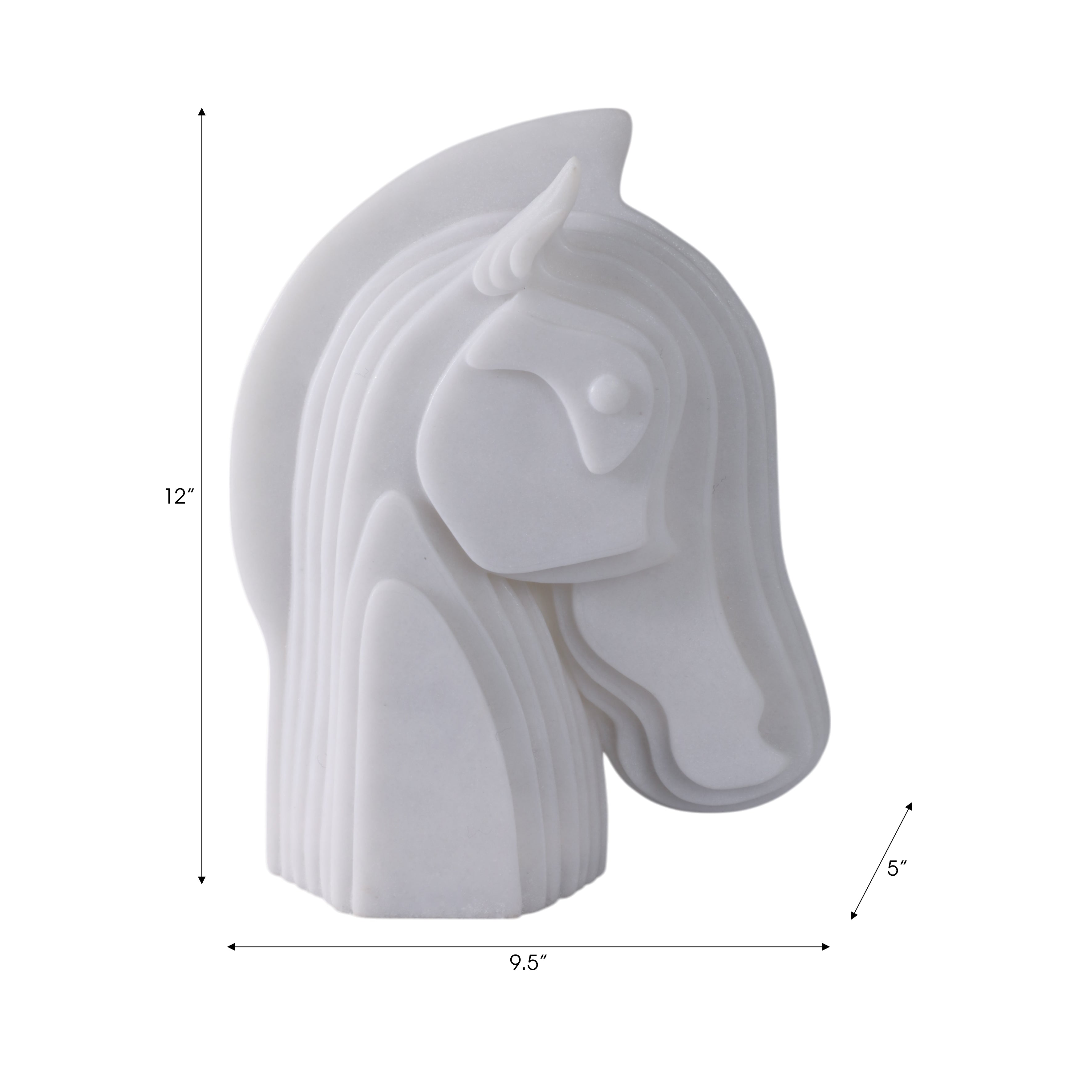 12x10in Resin Horse Head Sculpture White