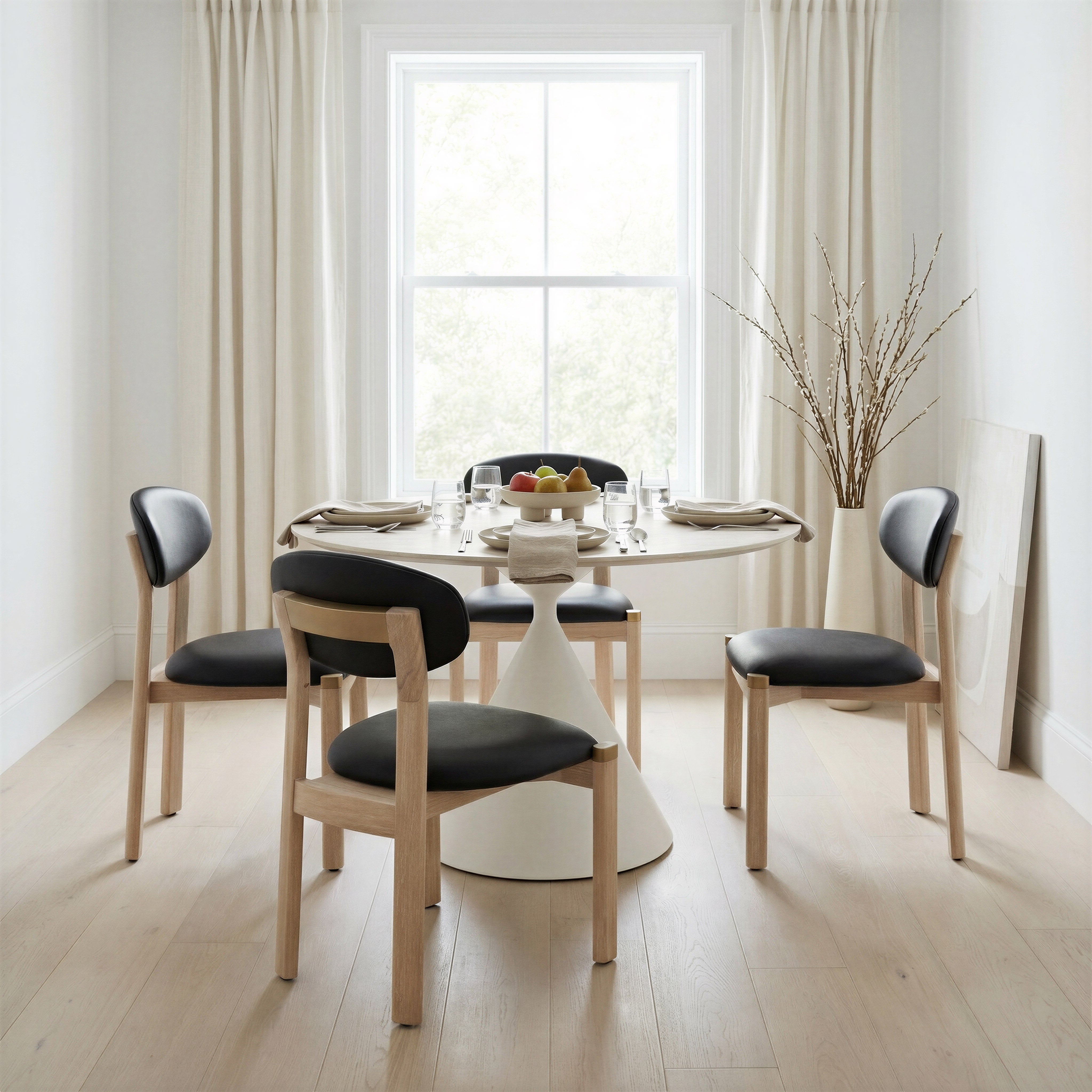 Plinn Round Dining Table 43" - Light Beige