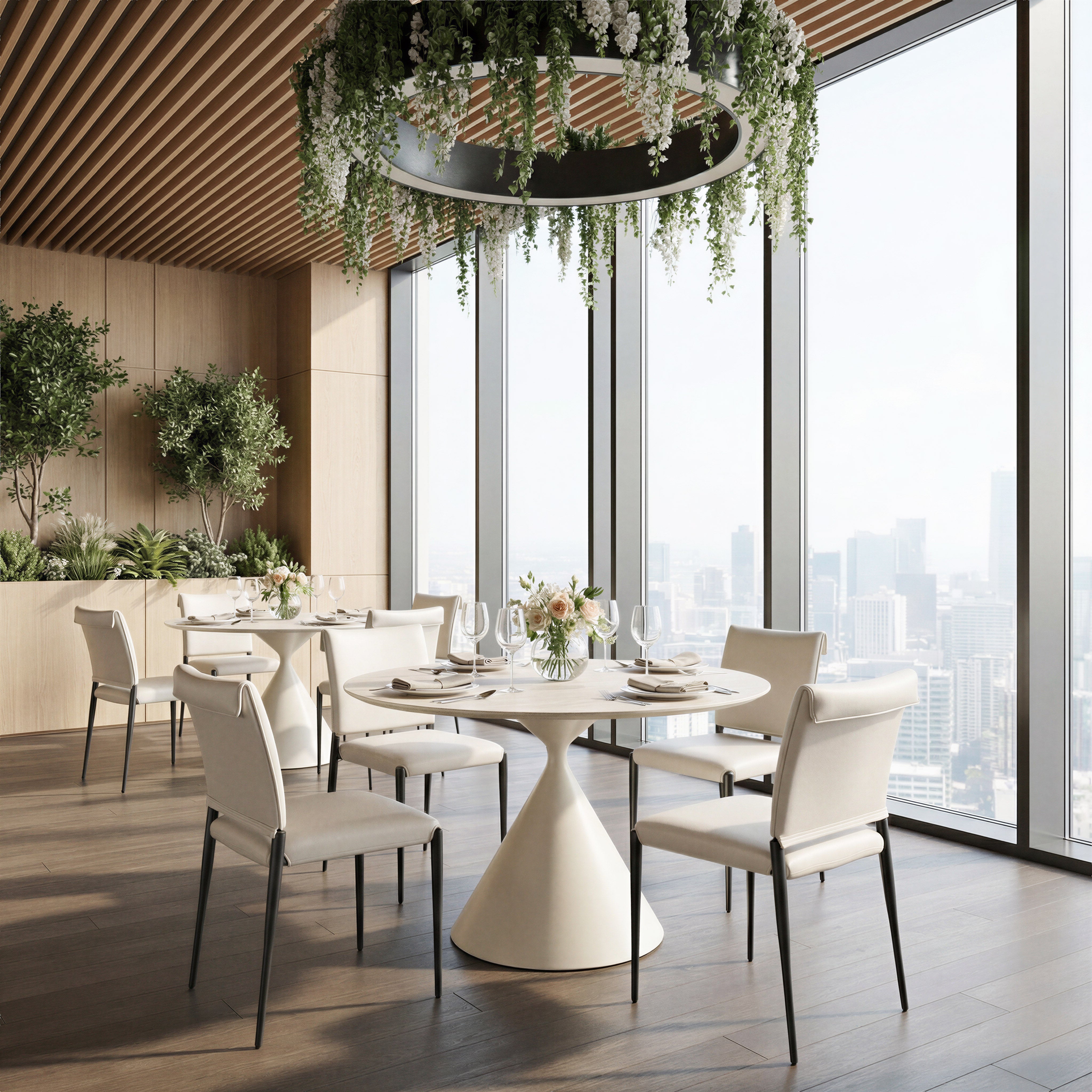 Plinn Round Dining Table 43" - Light Beige