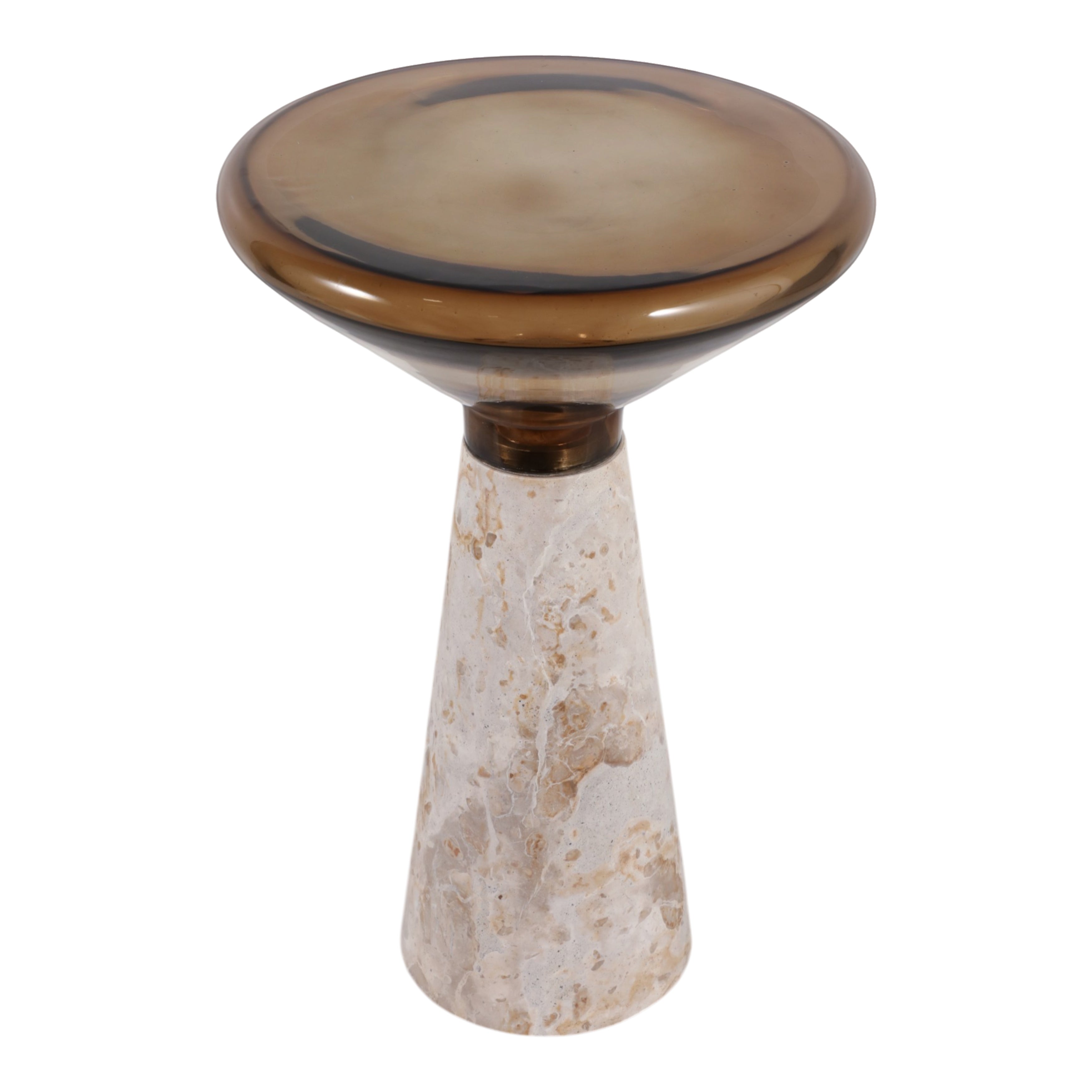 14in Tiro Accent Table - Chocolate Marble & Glass