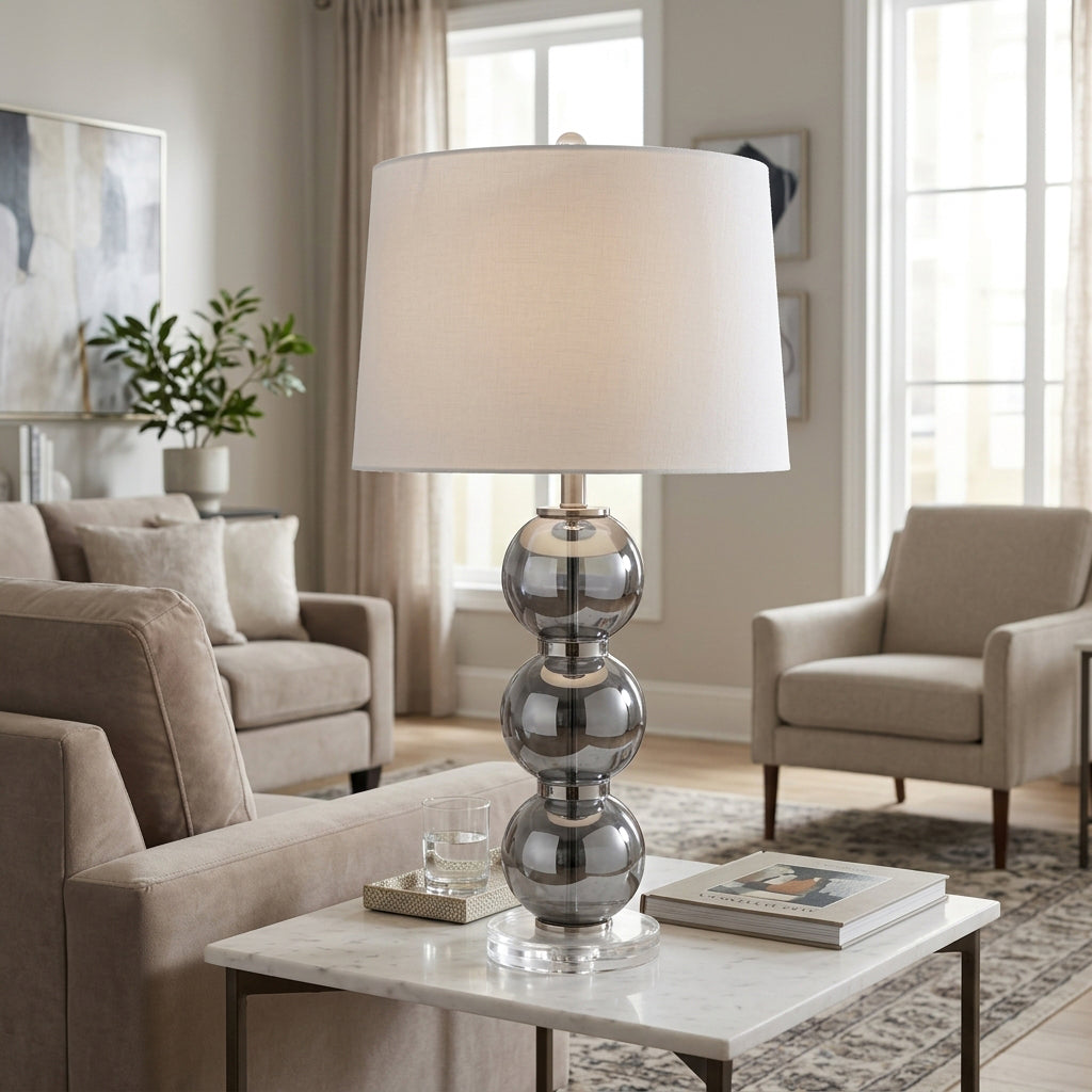 Glass Orbs Table Lamp 28" - Smoke
