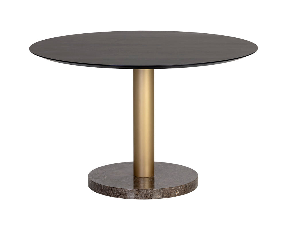 Monaco Dining Table 48in - Gold/Grey Marble/Charcoal Grey
