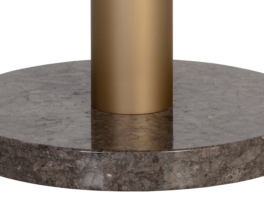 Monaco Dining Table 48in - Gold/Grey Marble/Charcoal Grey