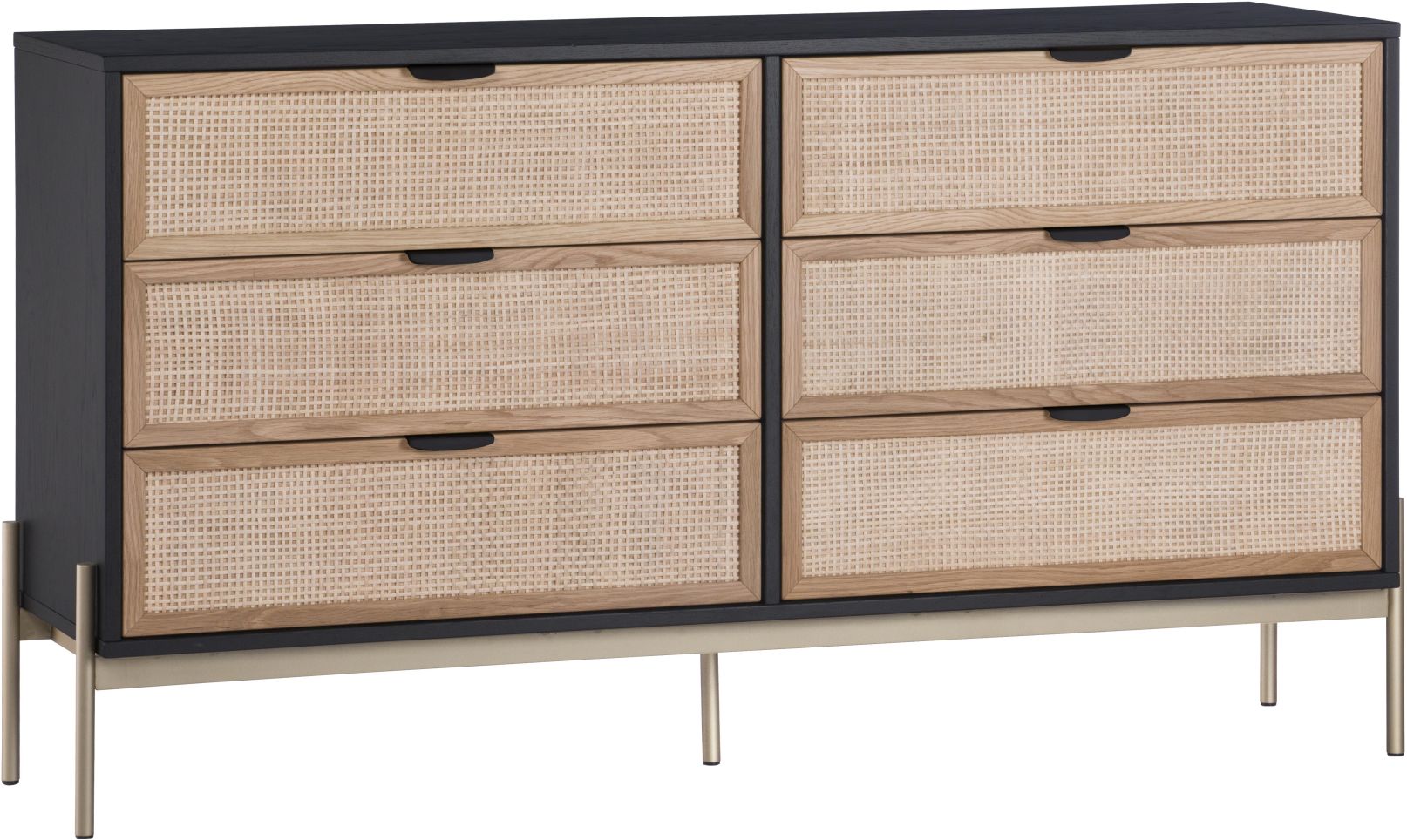 Avida 6-Drawer Dresser - Black/Natural Rattan