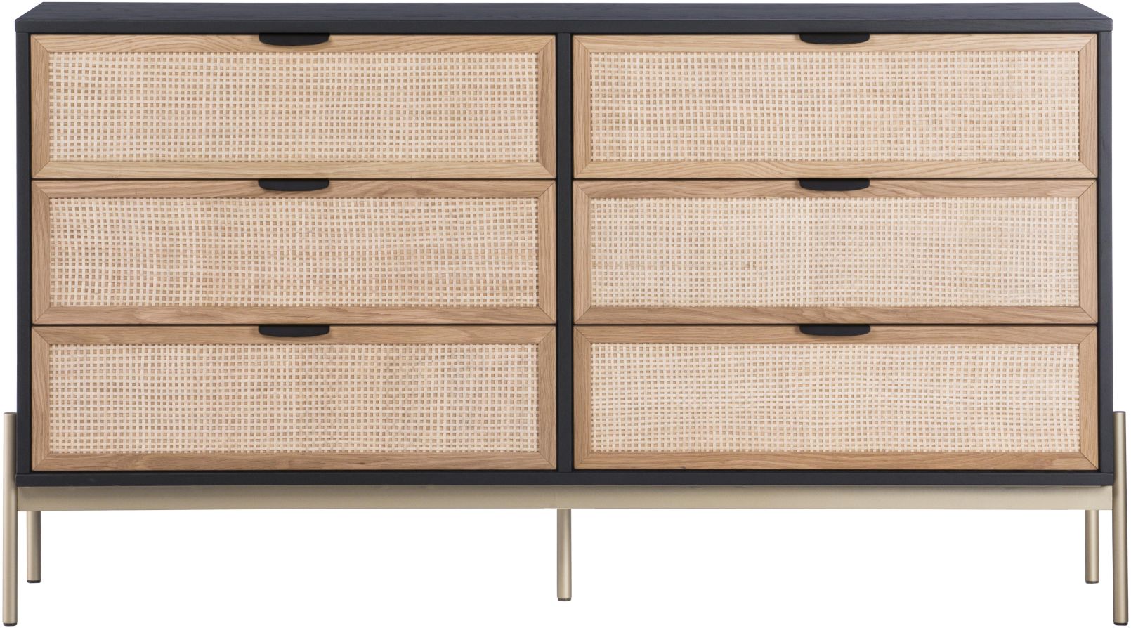 Avida 6-Drawer Dresser - Black/Natural Rattan