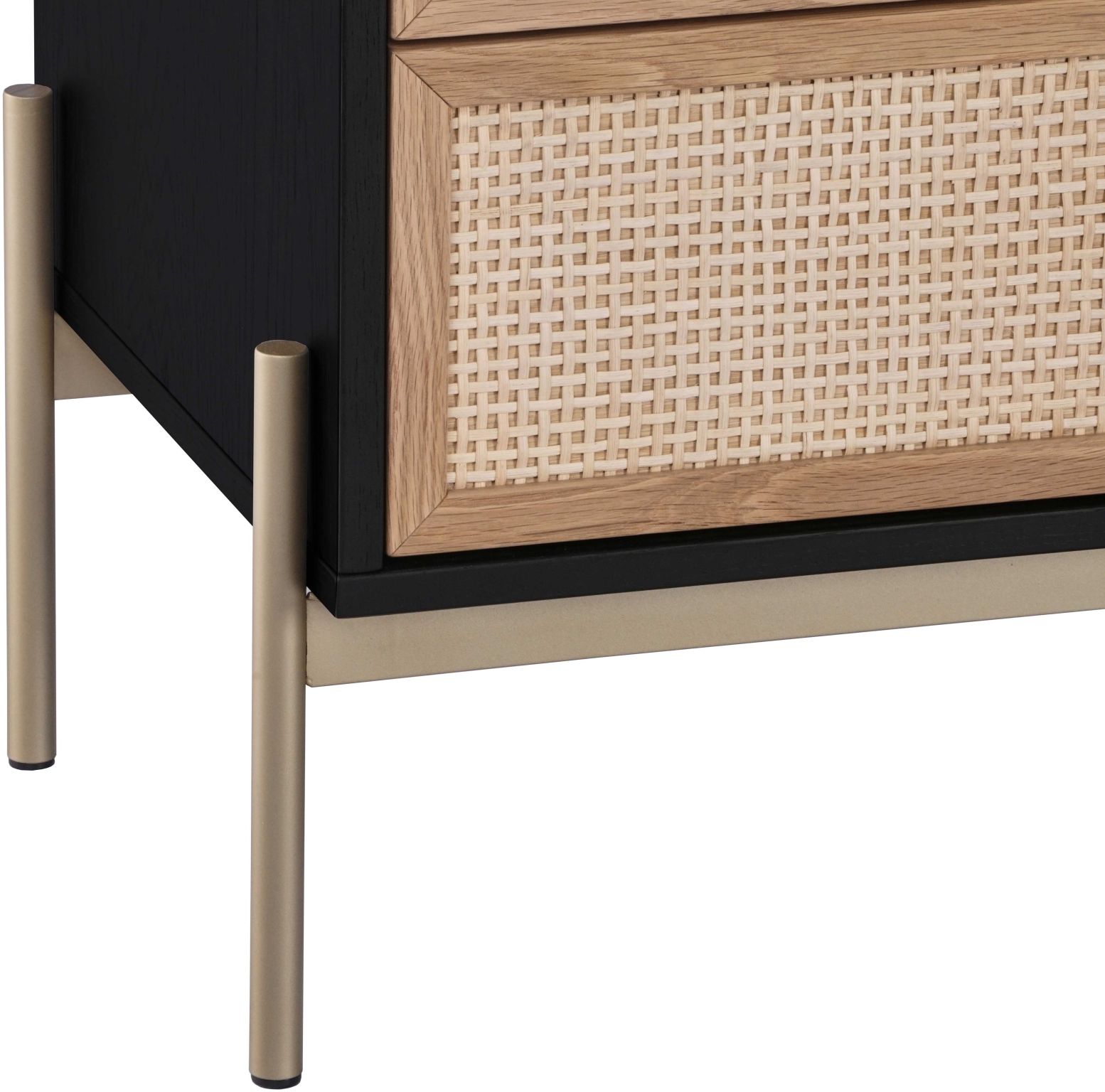 Avida 6-Drawer Dresser - Black/Natural Rattan