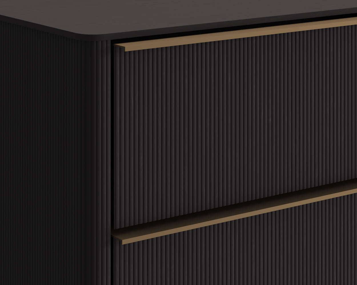 Kalla Nightstand - reeded front and gold pull detail