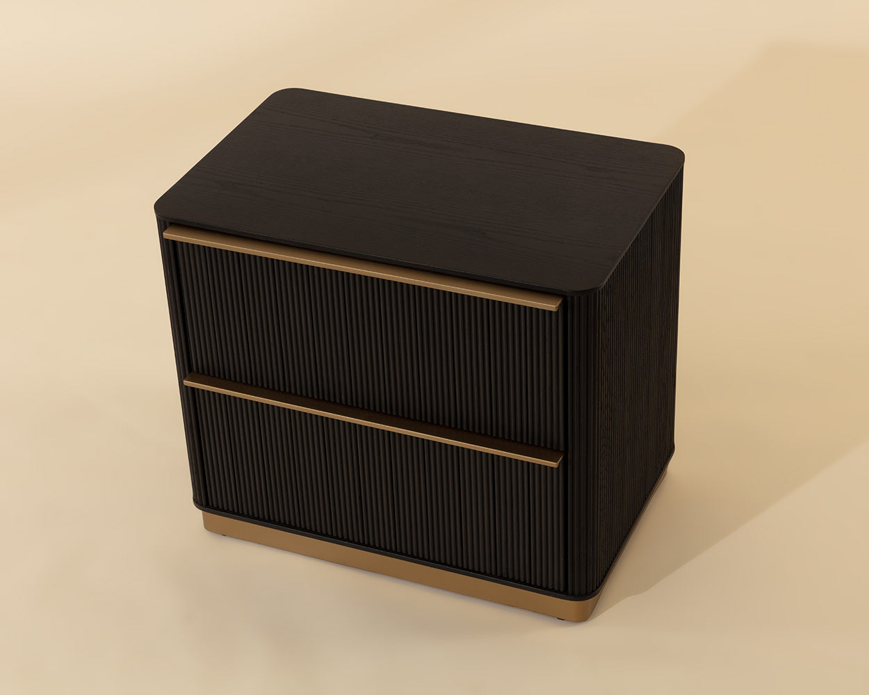 Kalla Nightstand in charcoal - top angle