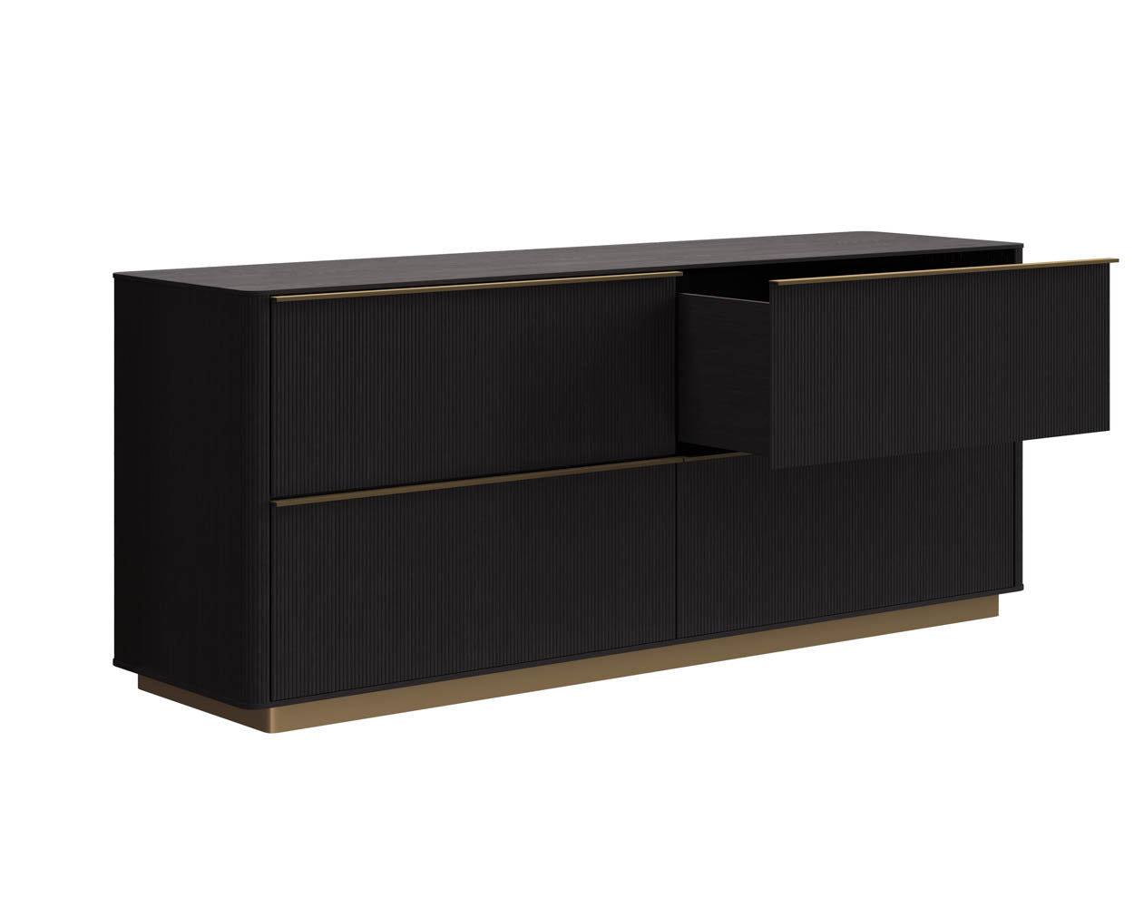 Kalla Dresser in charcoal with a drawer open