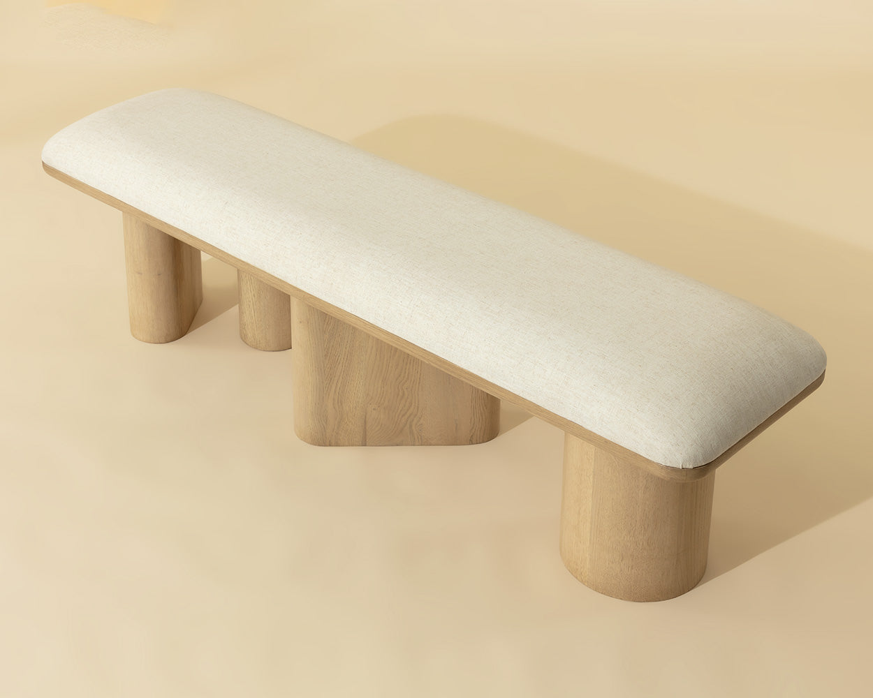 Hiro Bench 64in - Light Oak/Linen