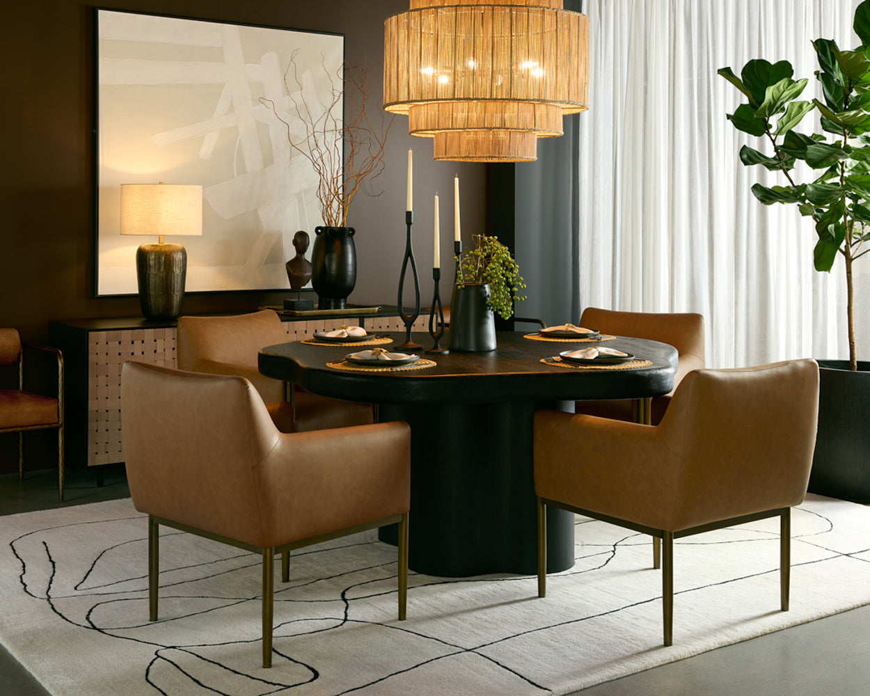 Bellona Dining Table 68.5in - Charcoal Black