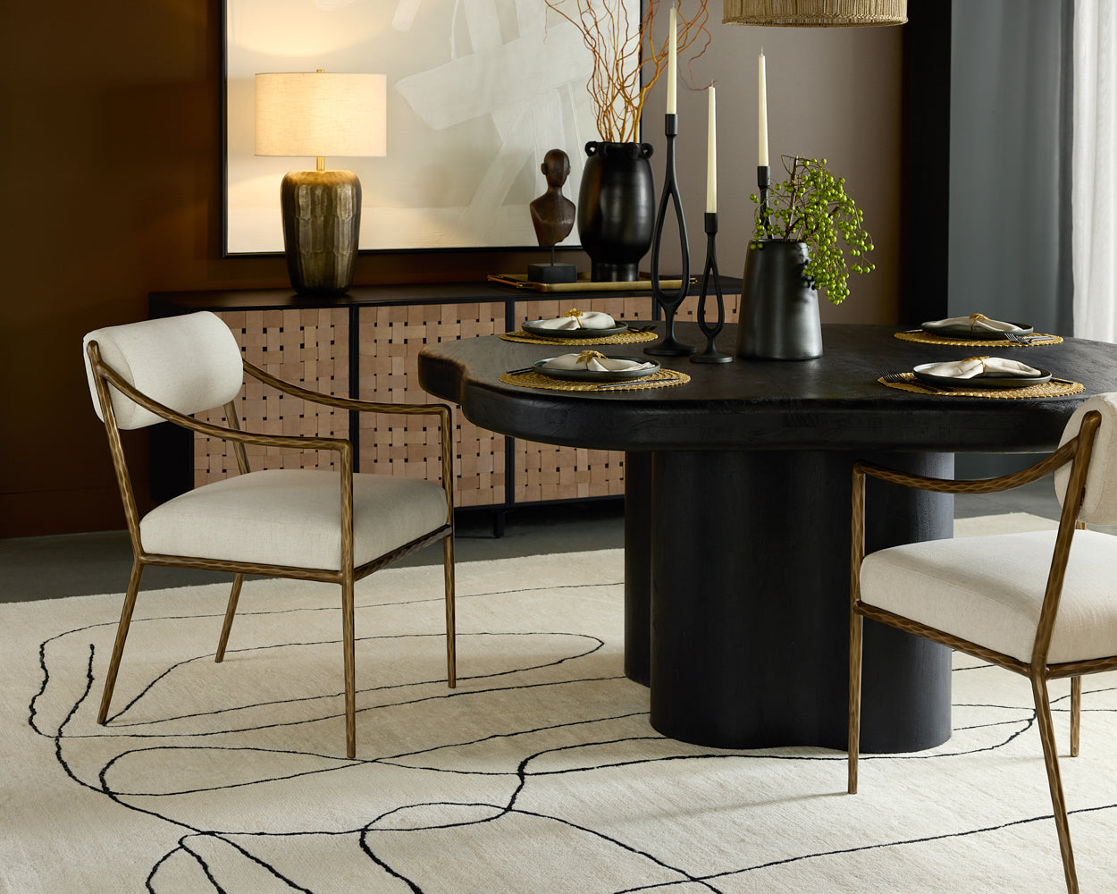 Bellona Dining Table 68.5in - Charcoal Black