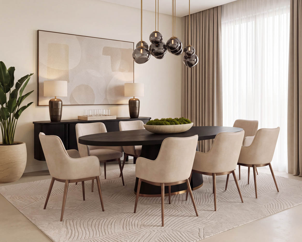 Tasmin Oval Dining Table 98in - Black