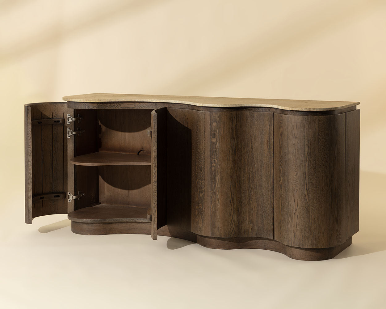 Fable Sideboard 70in - Brown Oak/Travertine