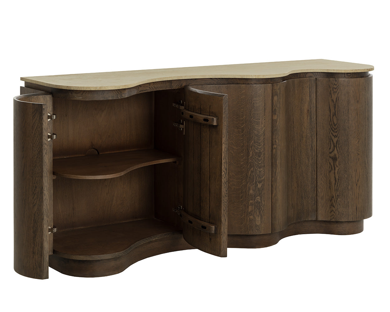 Fable Sideboard 70in - Brown Oak/Travertine