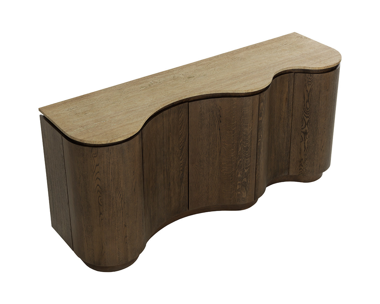 Fable Sideboard 70in - Brown Oak/Travertine
