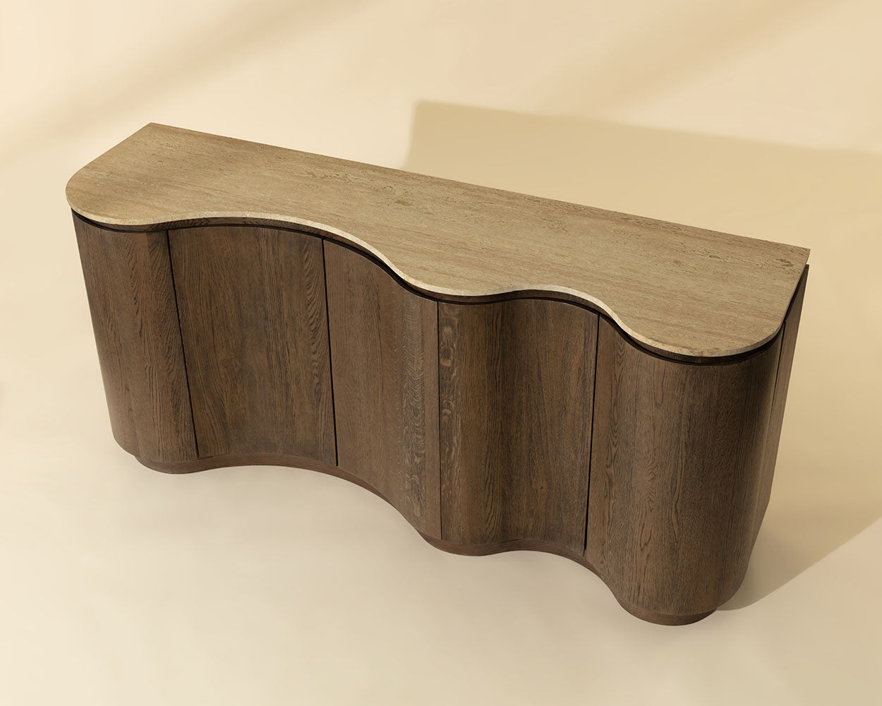 Fable Sideboard 70in - Brown Oak/Travertine