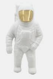 11in Astronaut Statuette - White/gold