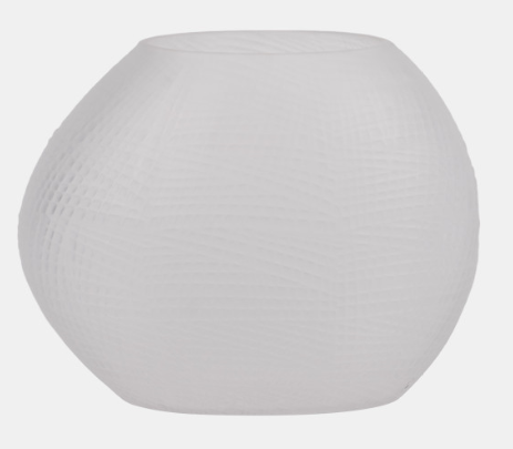 8inh Textured Glass Vase - Frosted White