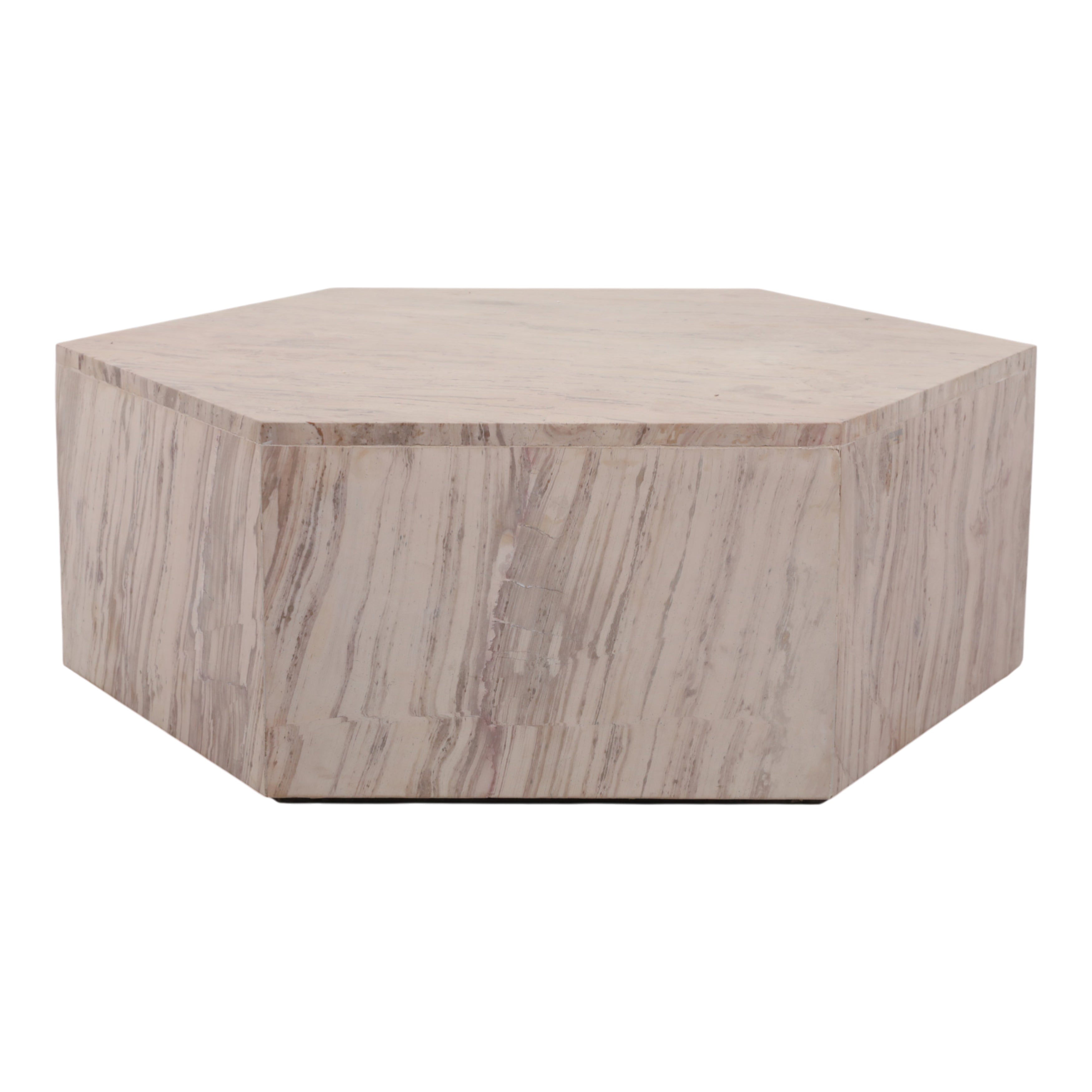 35in Hexagon Coffee Table - Beige Marble