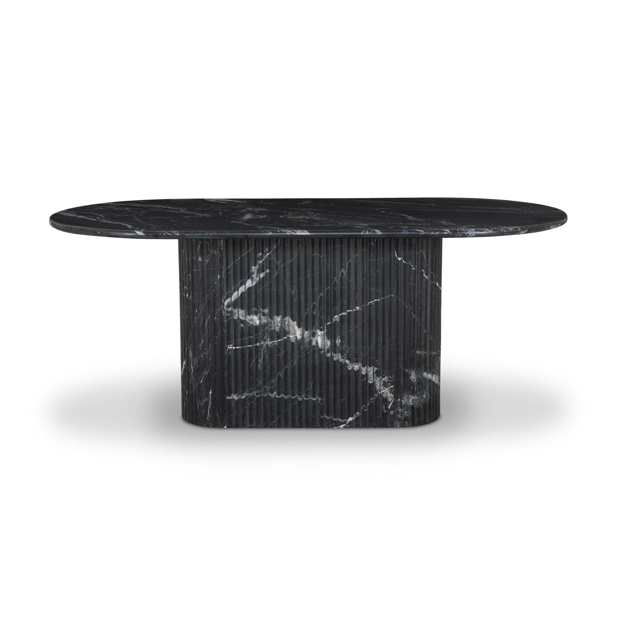 Oranda Dining Table in Black Marble - front view
