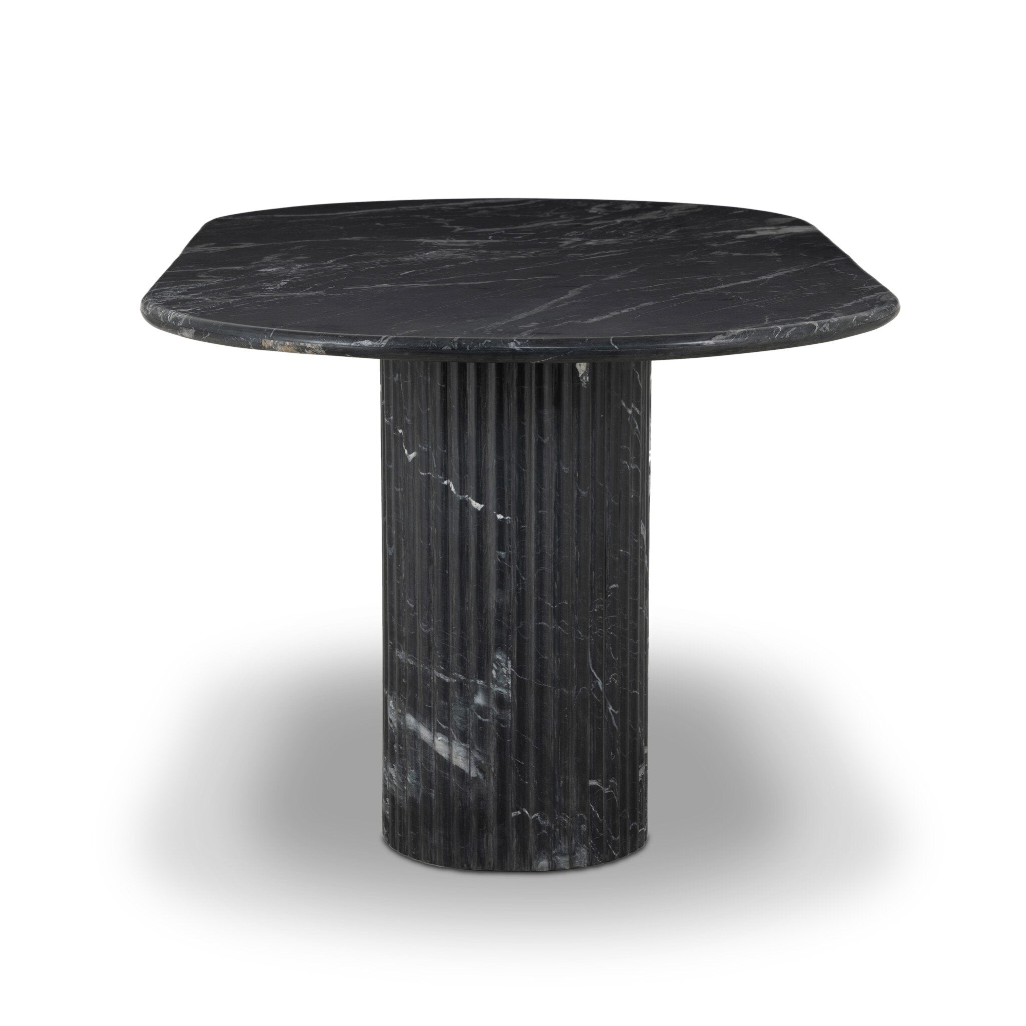 Oranda Dining Table in Black Marble - side view