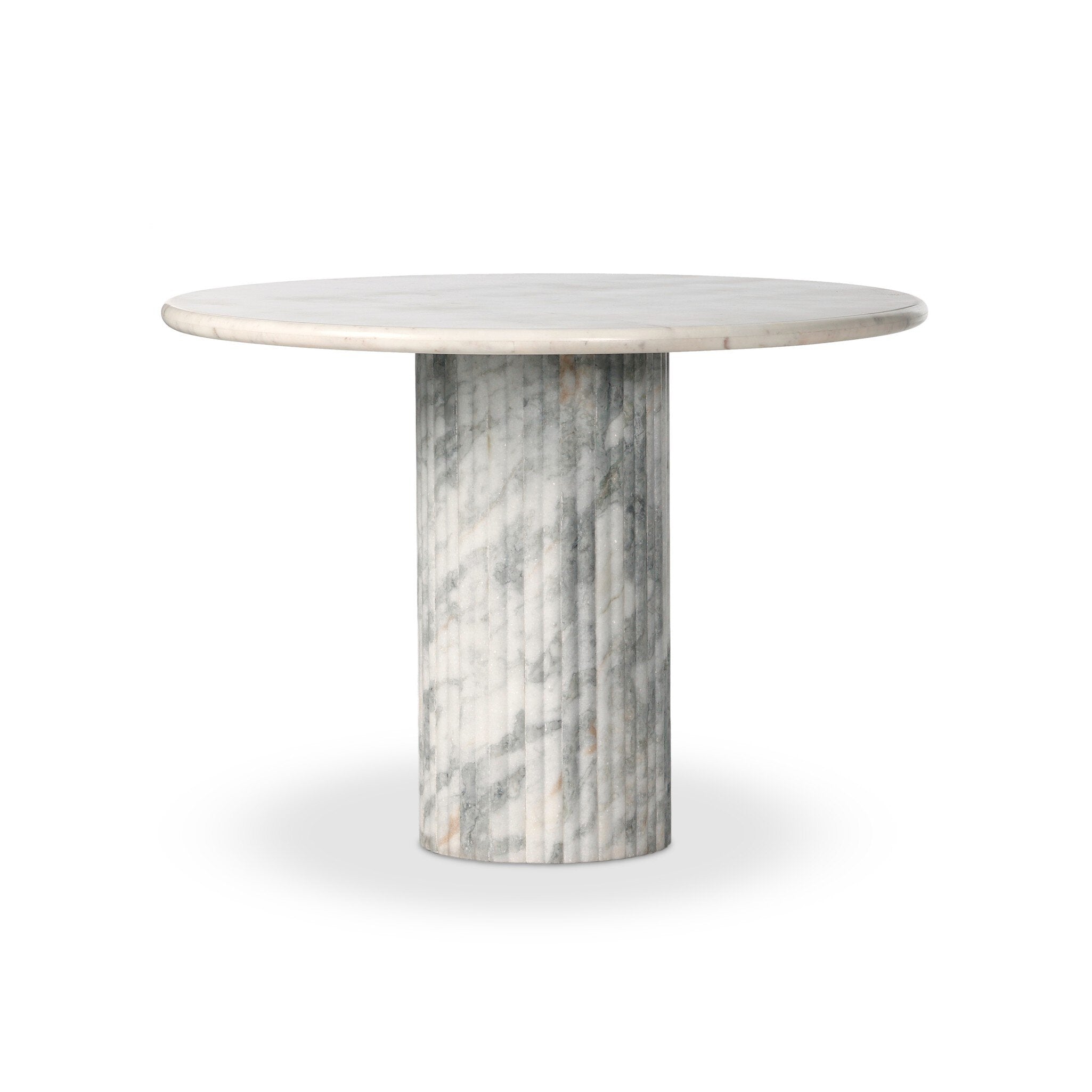 Oranda Round Dining Table 42in in Polished White Marble - front view