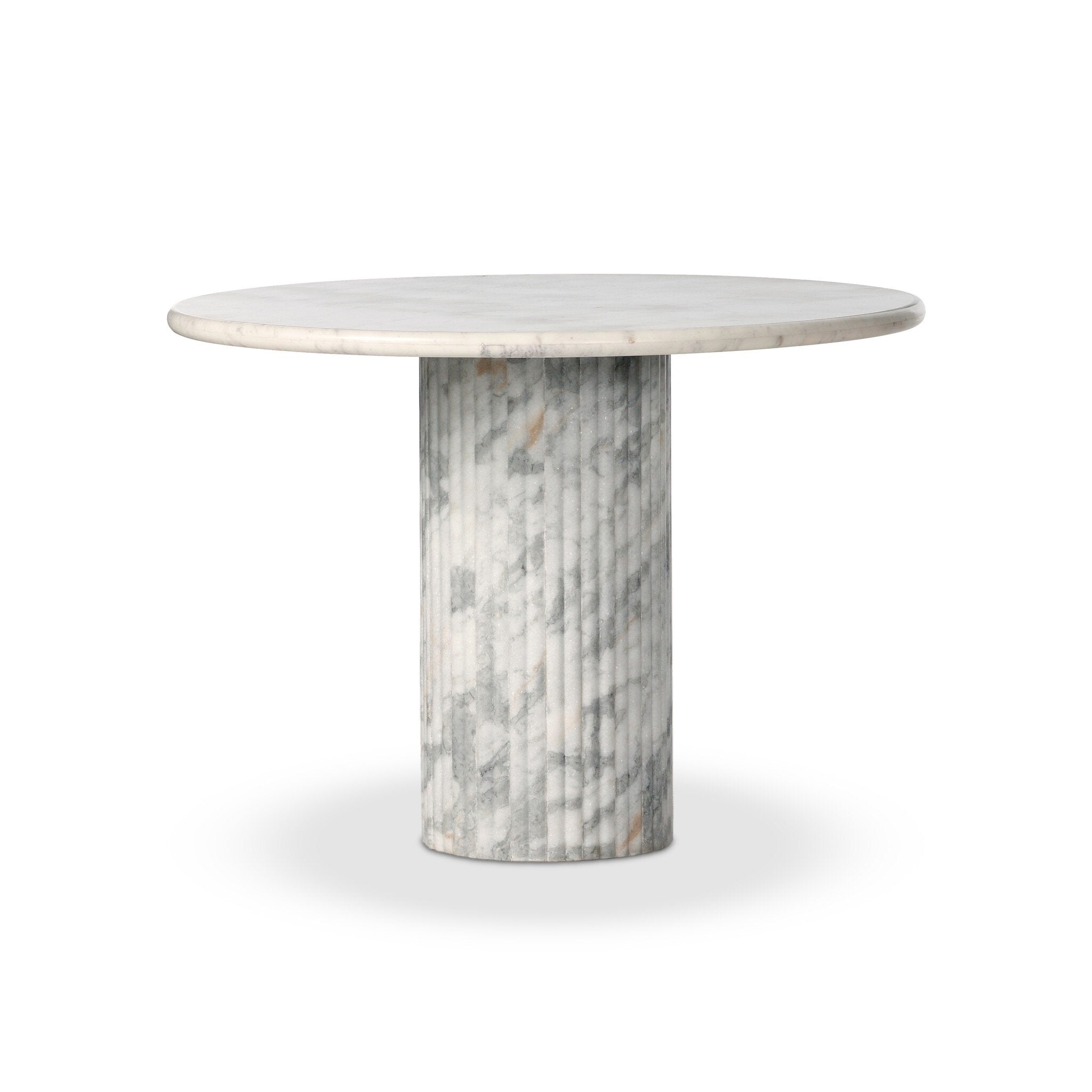 Oranda Round Dining Table 42in in Polished White Marble - side view
