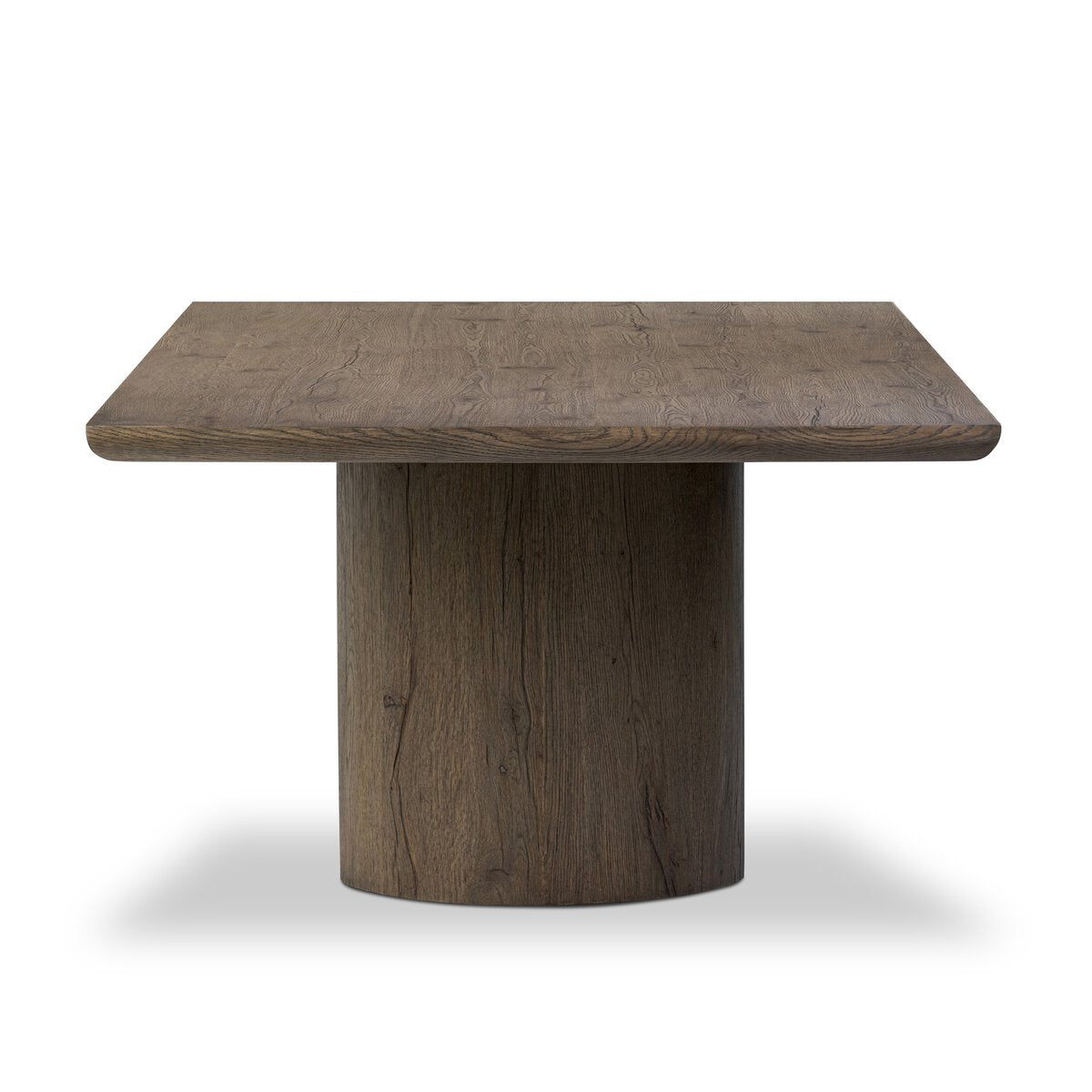 Beive dining table in brown oak veneer, side view
