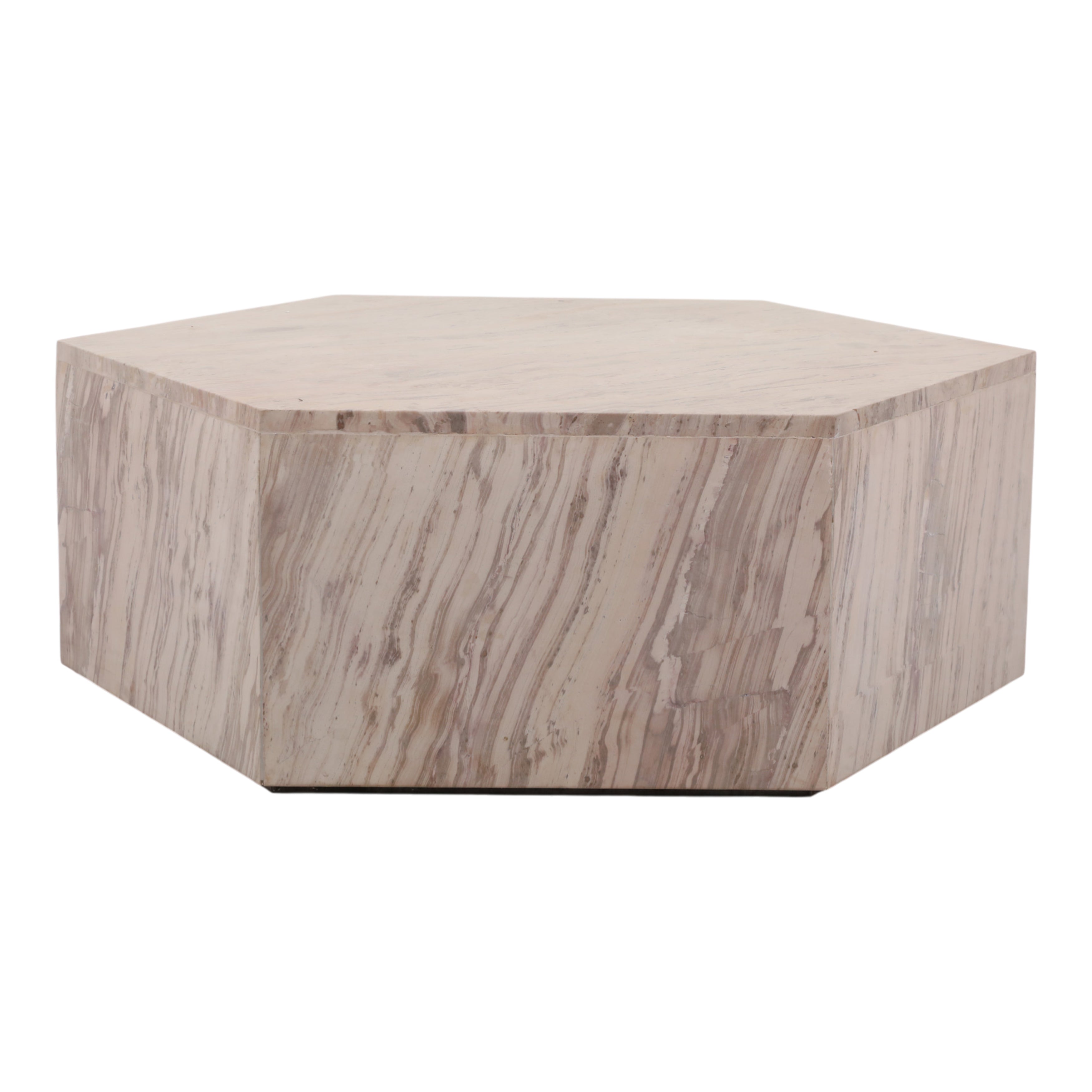 35in Hexagon Coffee Table - Beige Marble