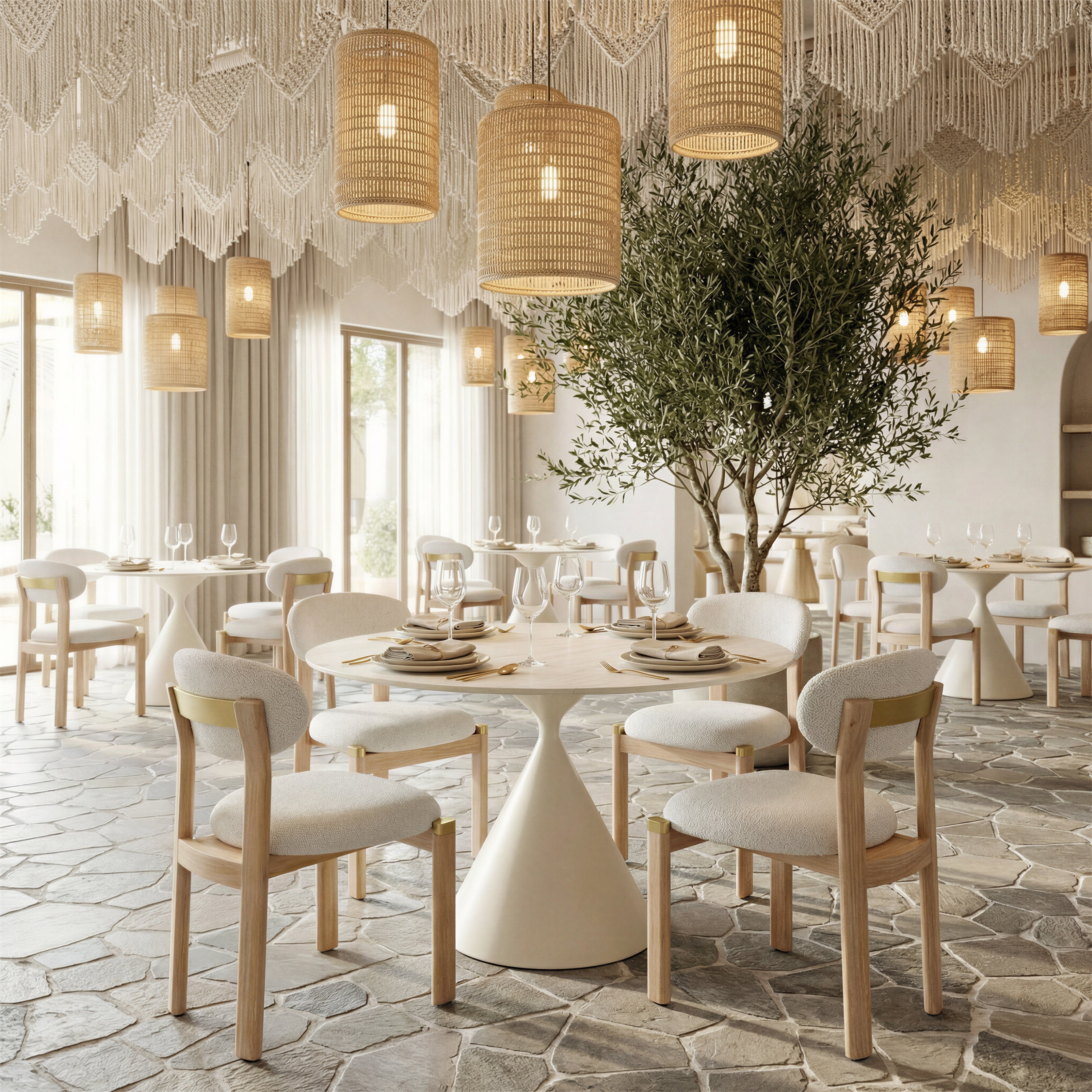 Plinn Round Dining Table 43" - Light Beige