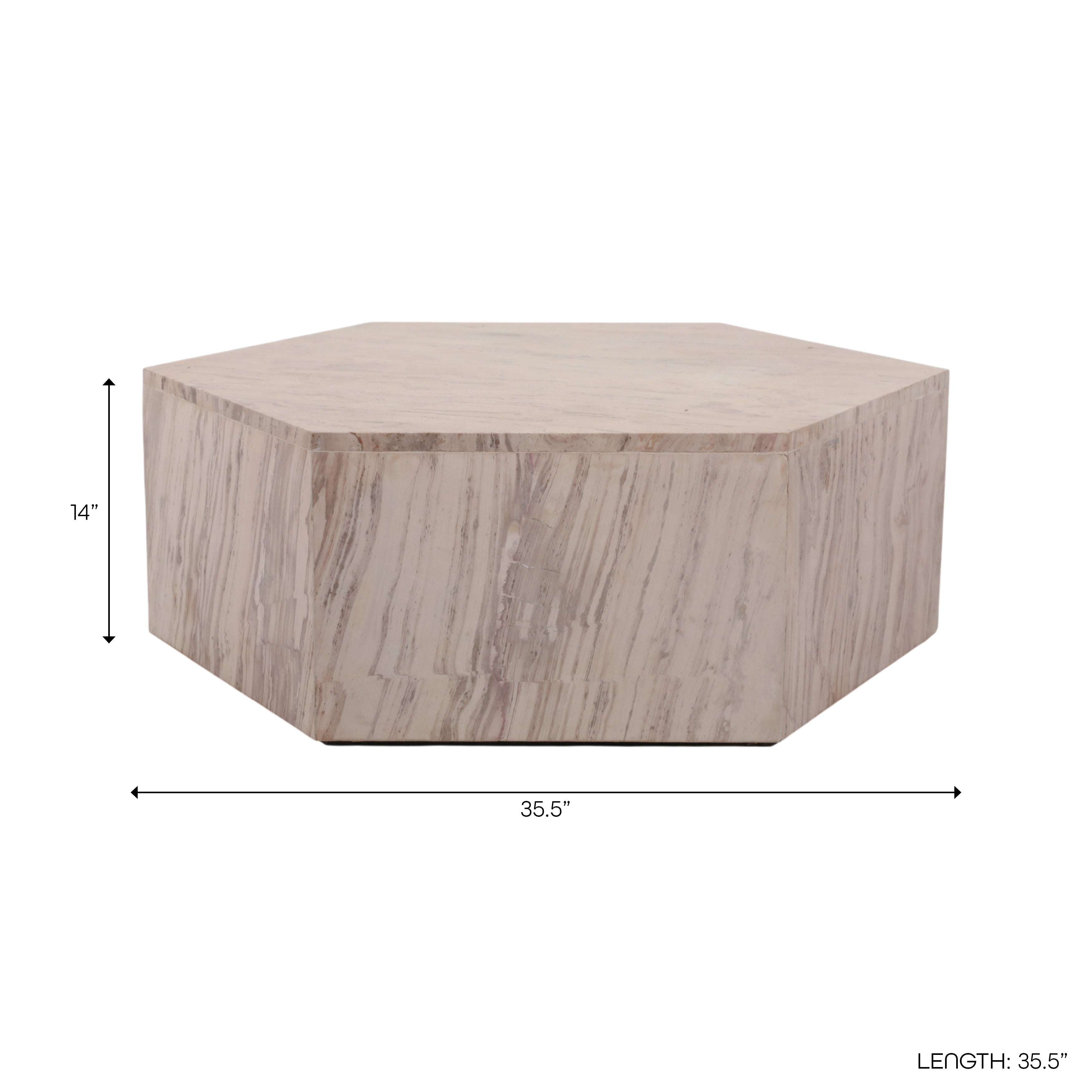 35in Hexagon Coffee Table - Beige Marble