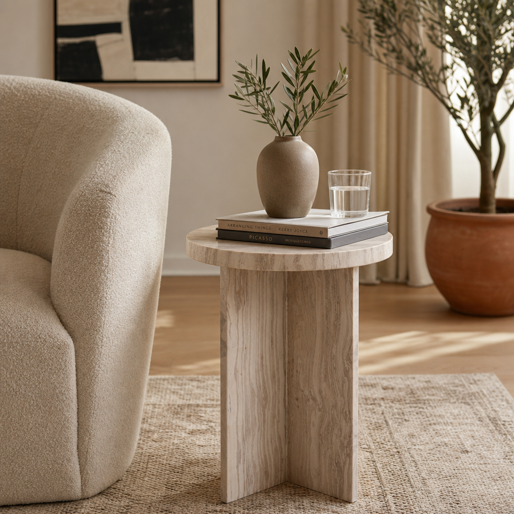 15in Temont Accent Table - Ivory Marble