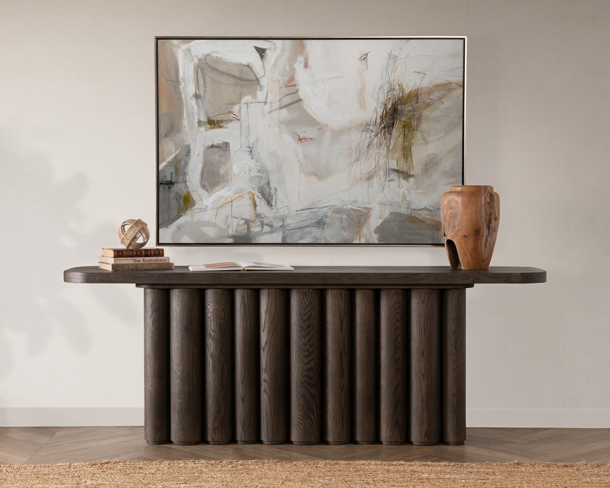 Tiber Console Table 90in - Toasted Brown