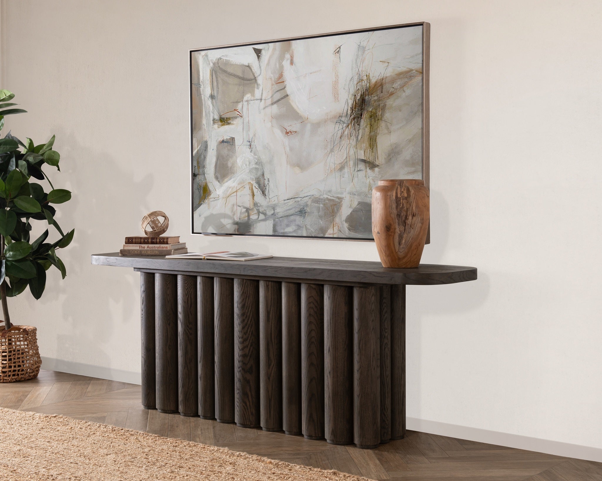 Tiber Console Table 90in - Toasted Brown