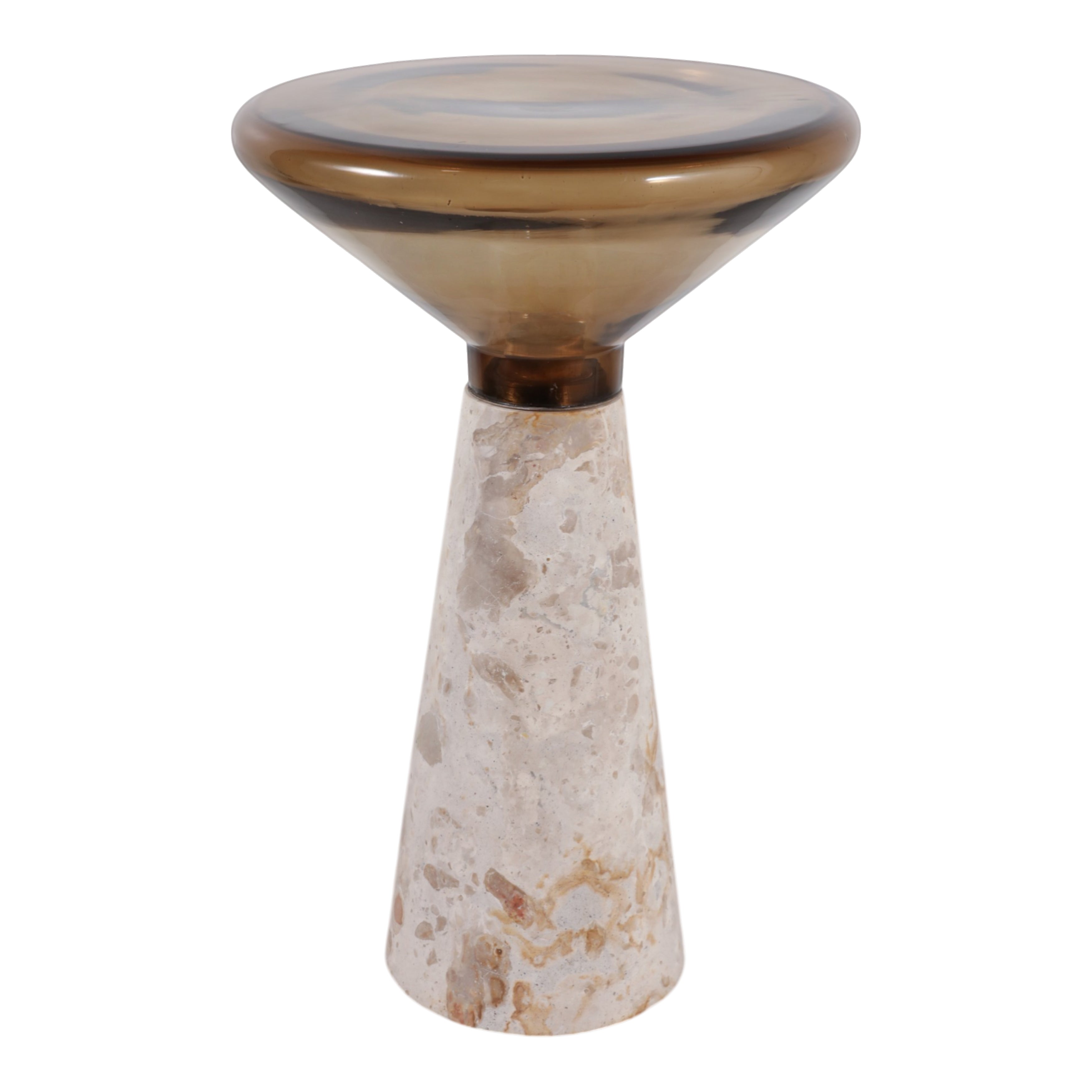 14in Tiro Accent Table - Chocolate Marble & Glass