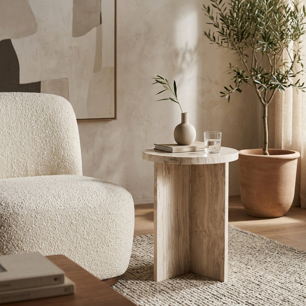 15in Temont Accent Table - Ivory Marble