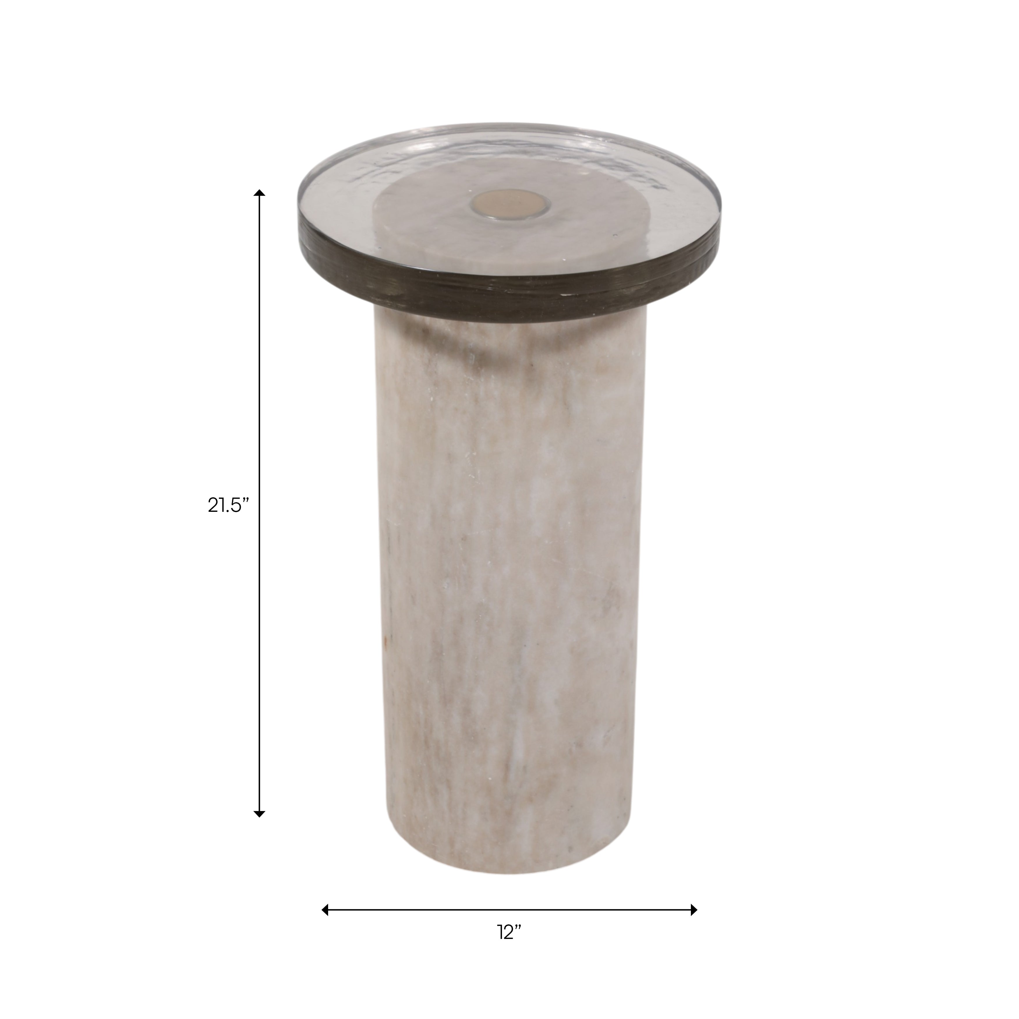 12in Tontogany Accent Table - Marble & Glass