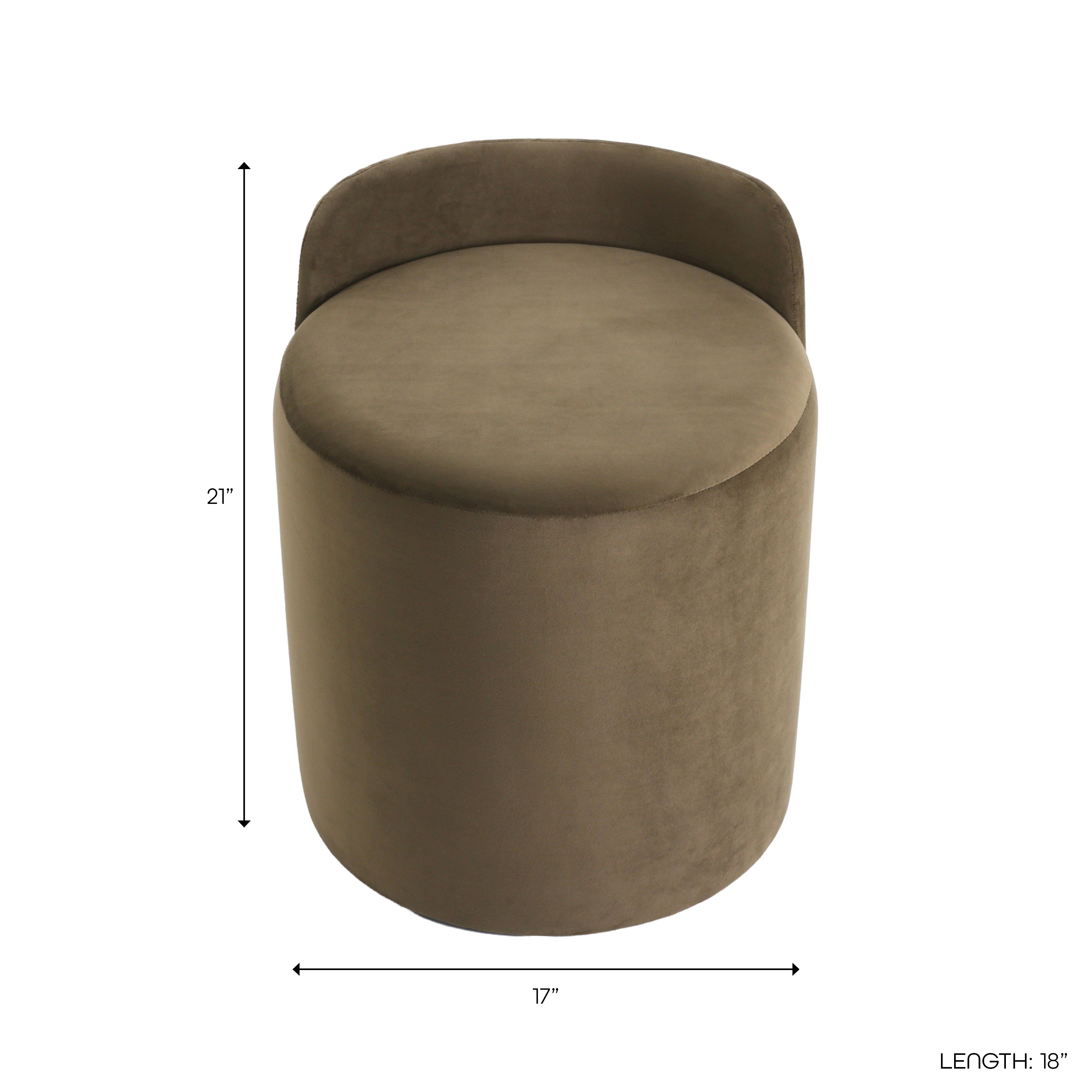 21x17in Ardon Ottoman - Brown Velvet