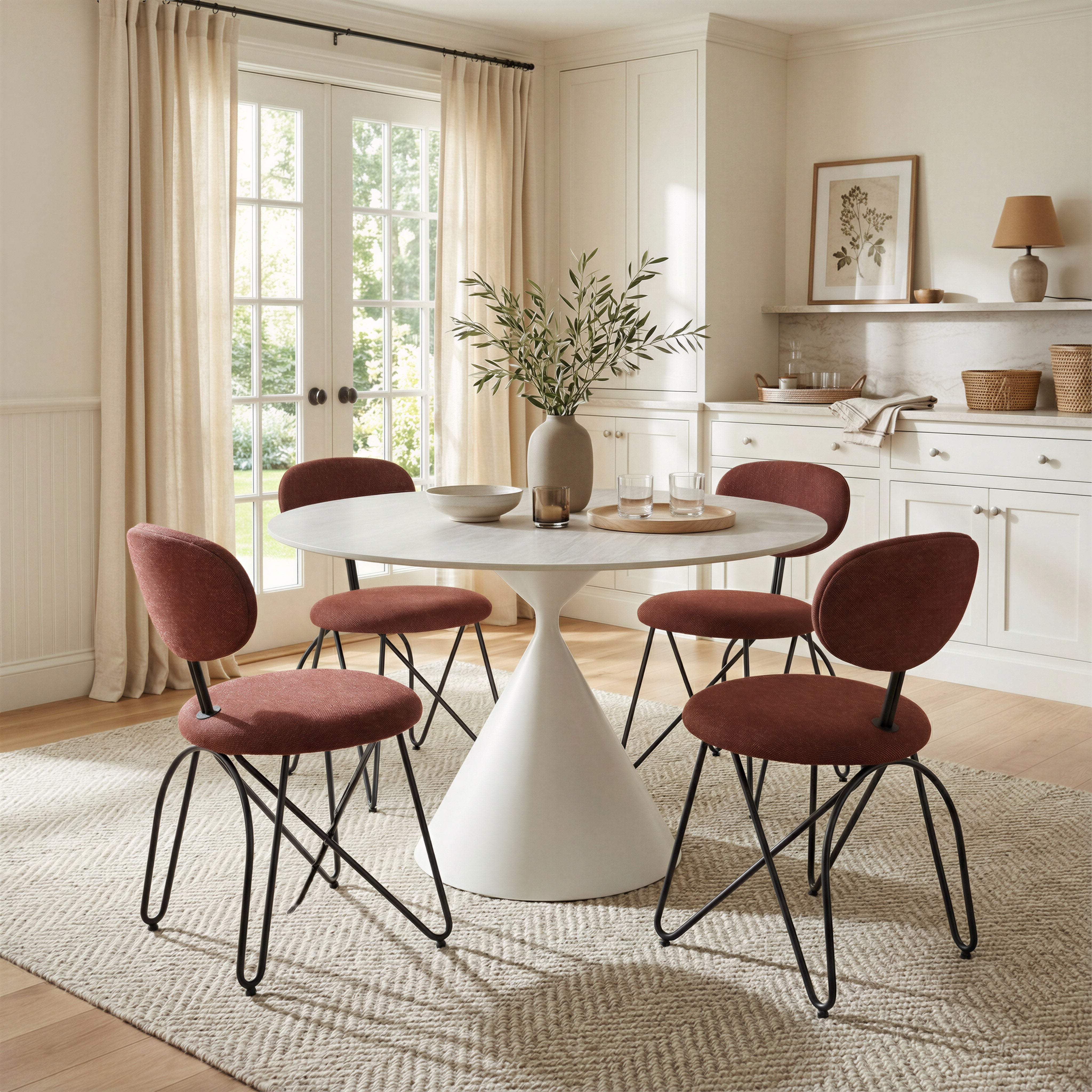Plinn Round Dining Table 43" - Light Beige