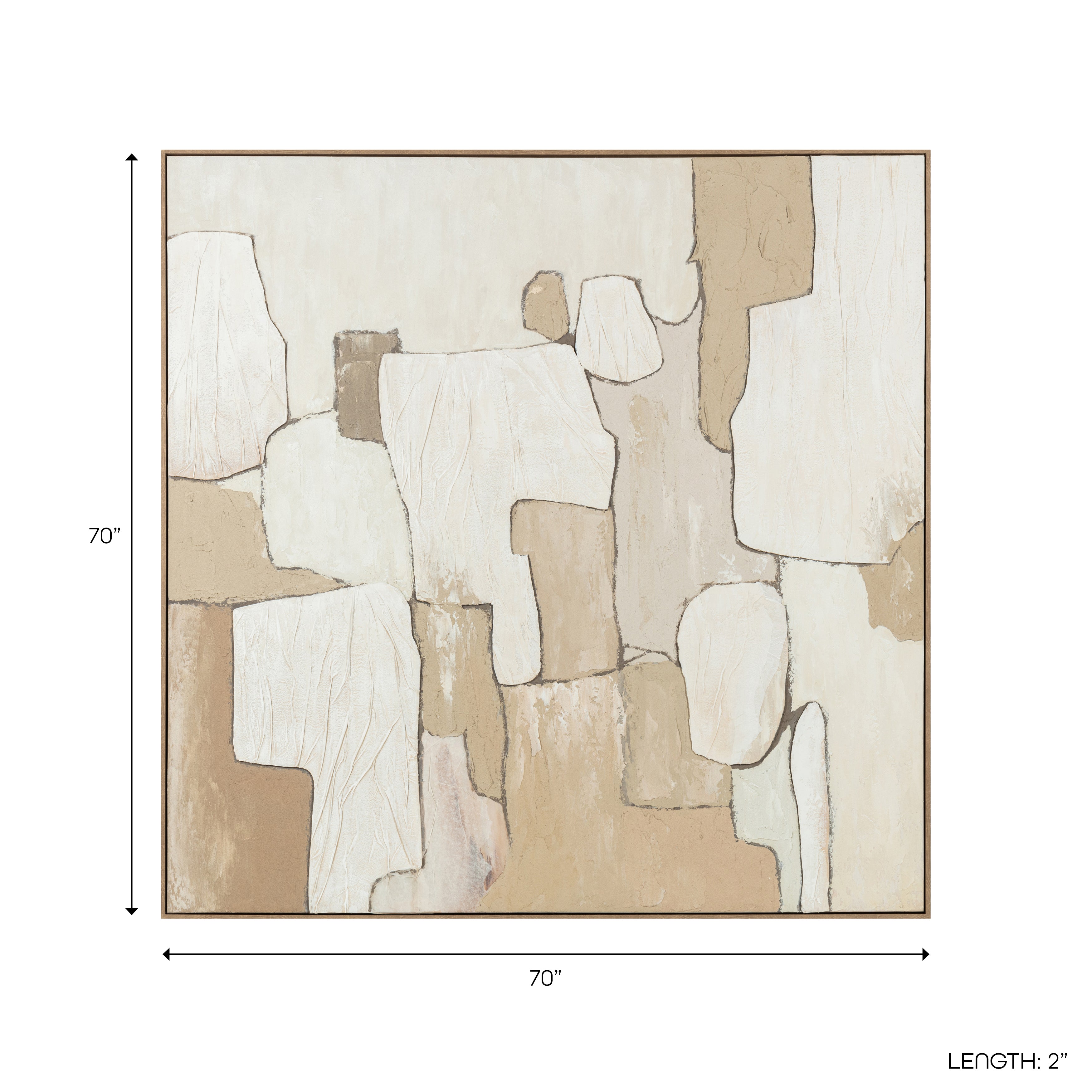 70x70in Mirny Wall Art - Neutral Hand-Painted