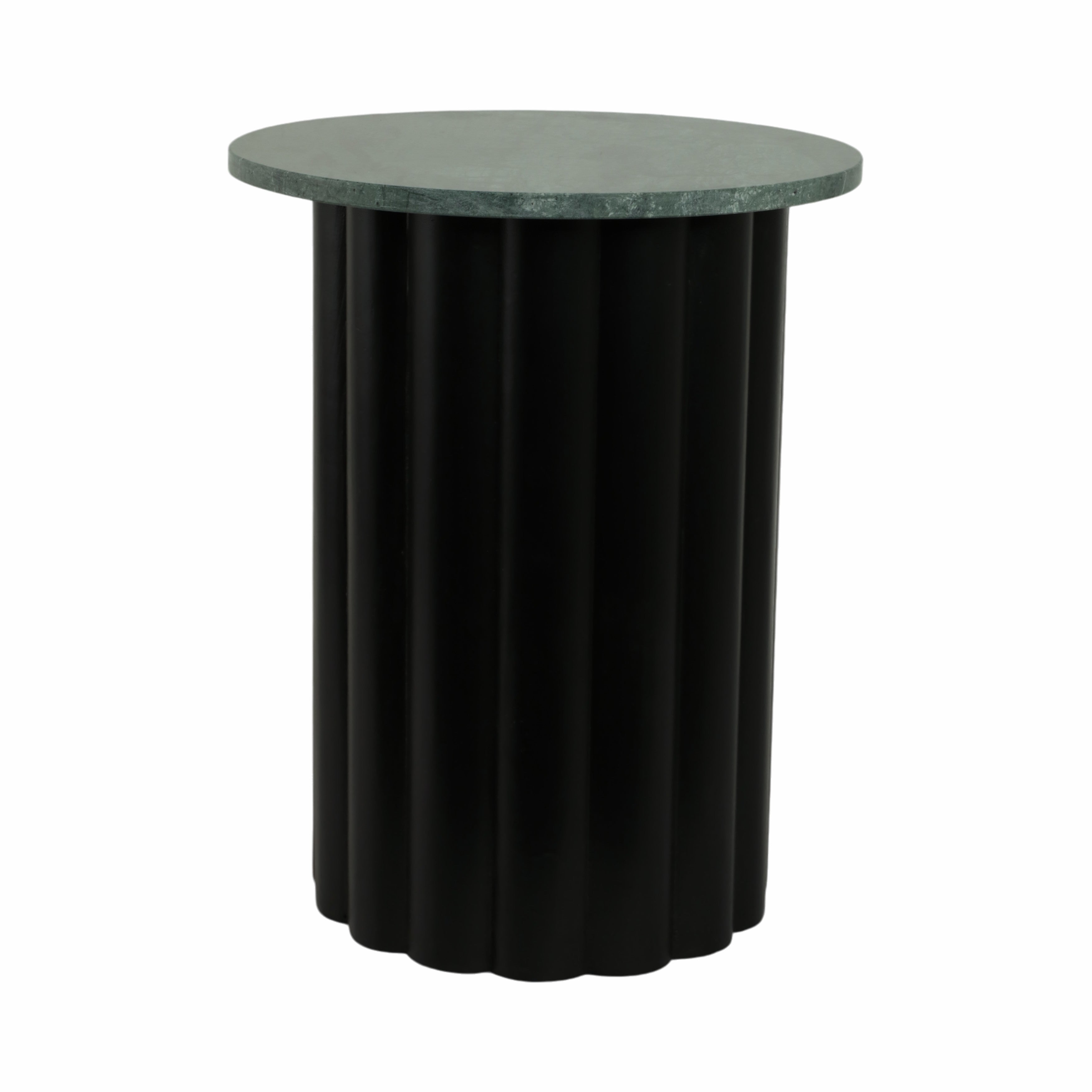20in Ribbed Accent Table - Green Marble & Black