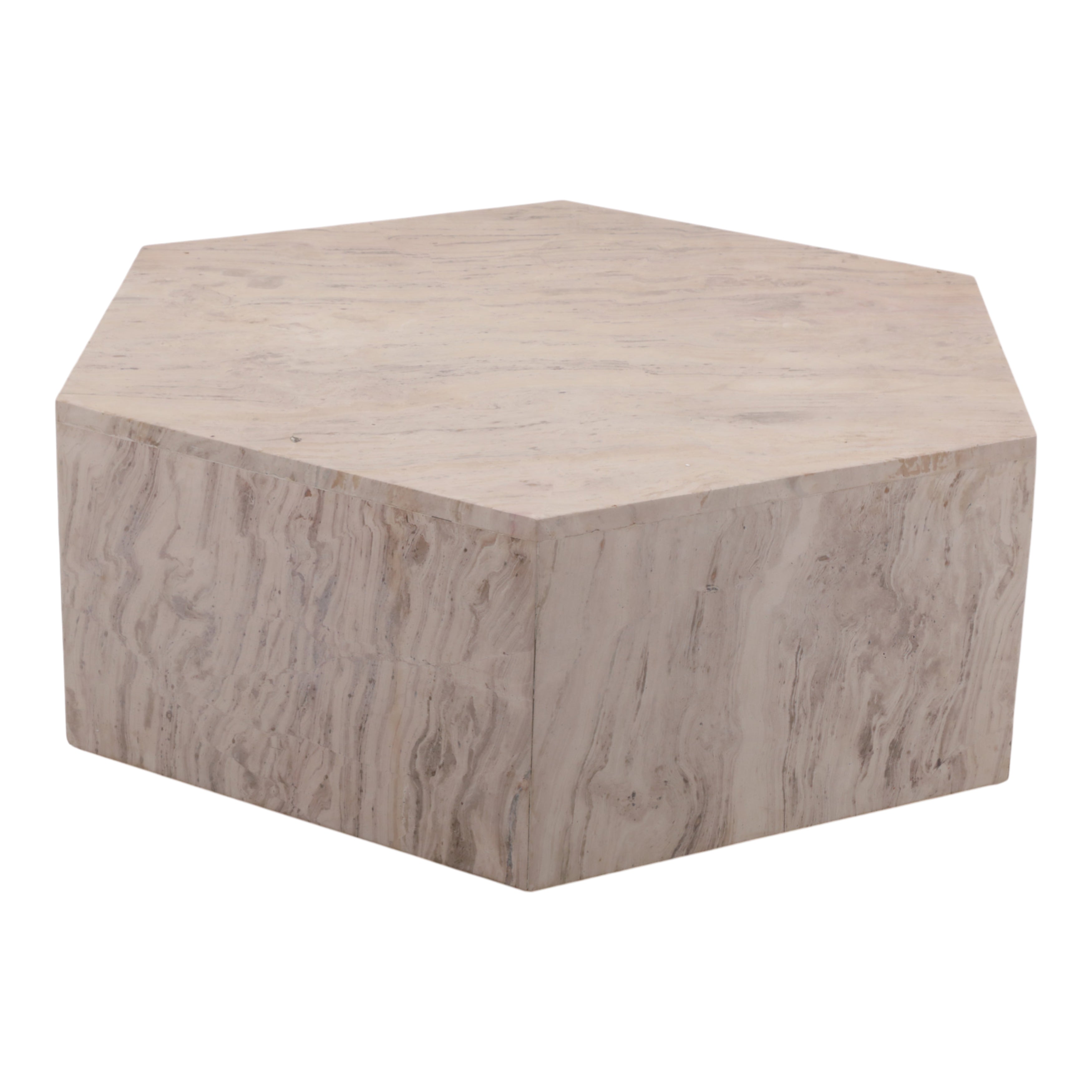 35in Hexagon Coffee Table - Beige Marble
