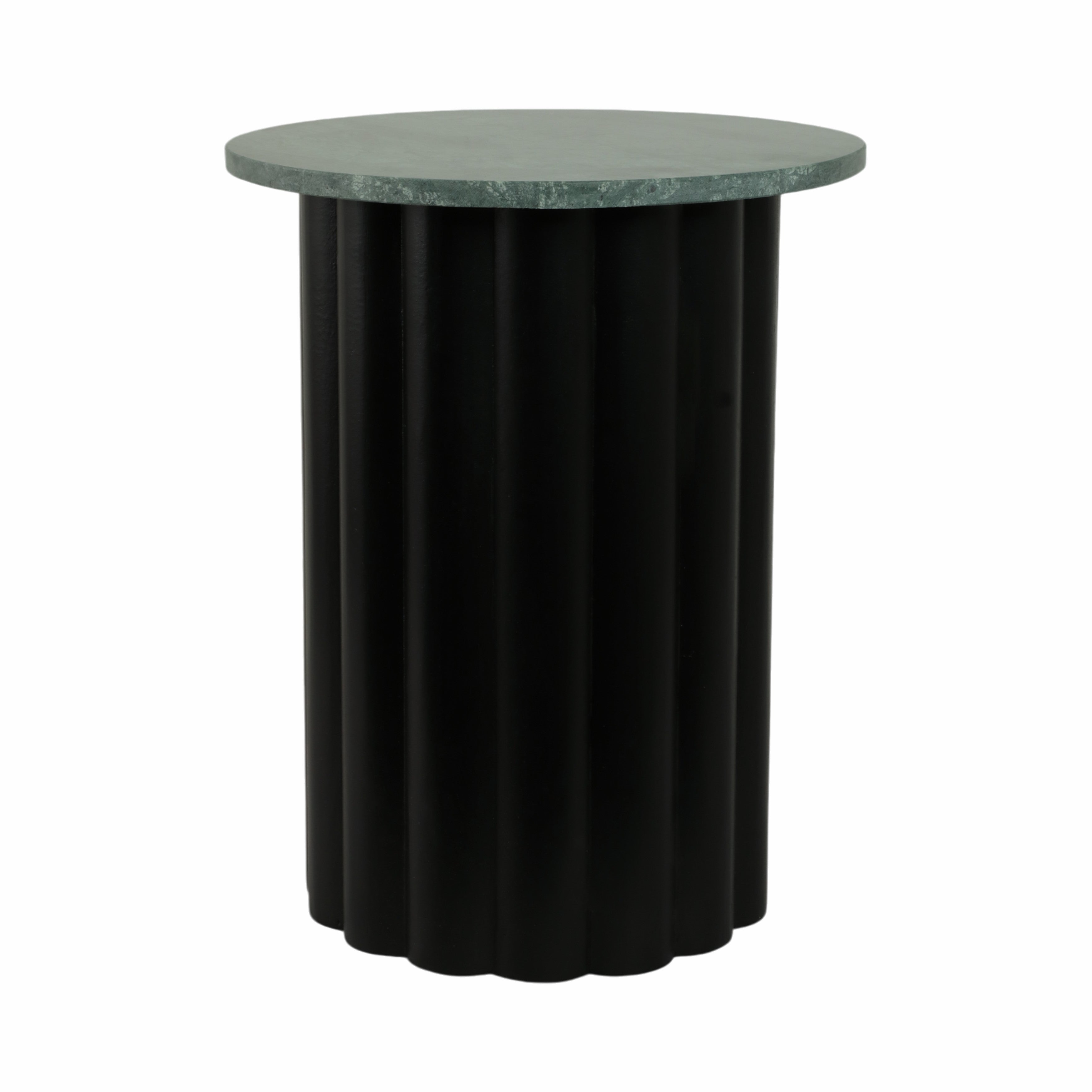 20in Ribbed Accent Table - Green Marble & Black