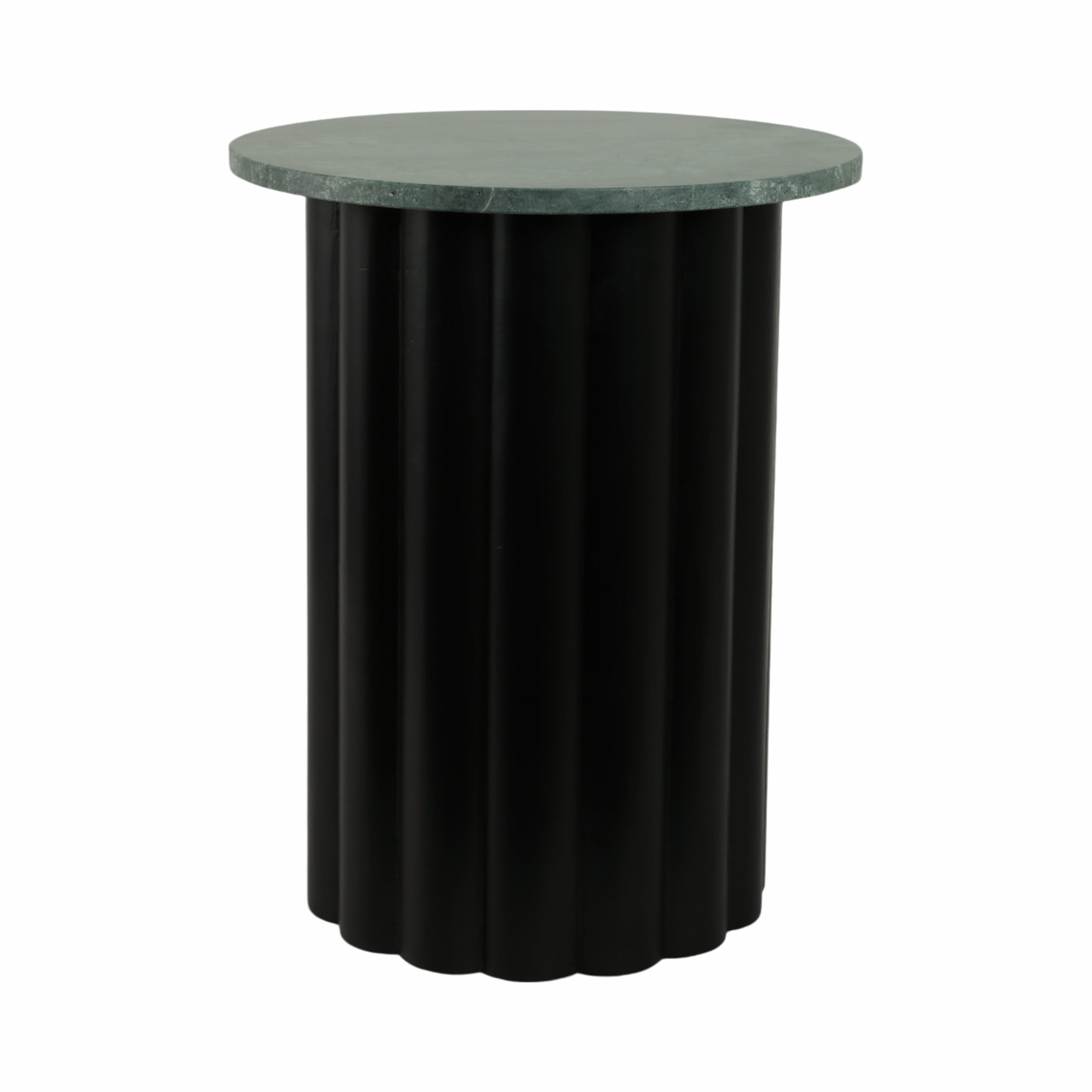 20in Ribbed Accent Table - Green Marble & Black