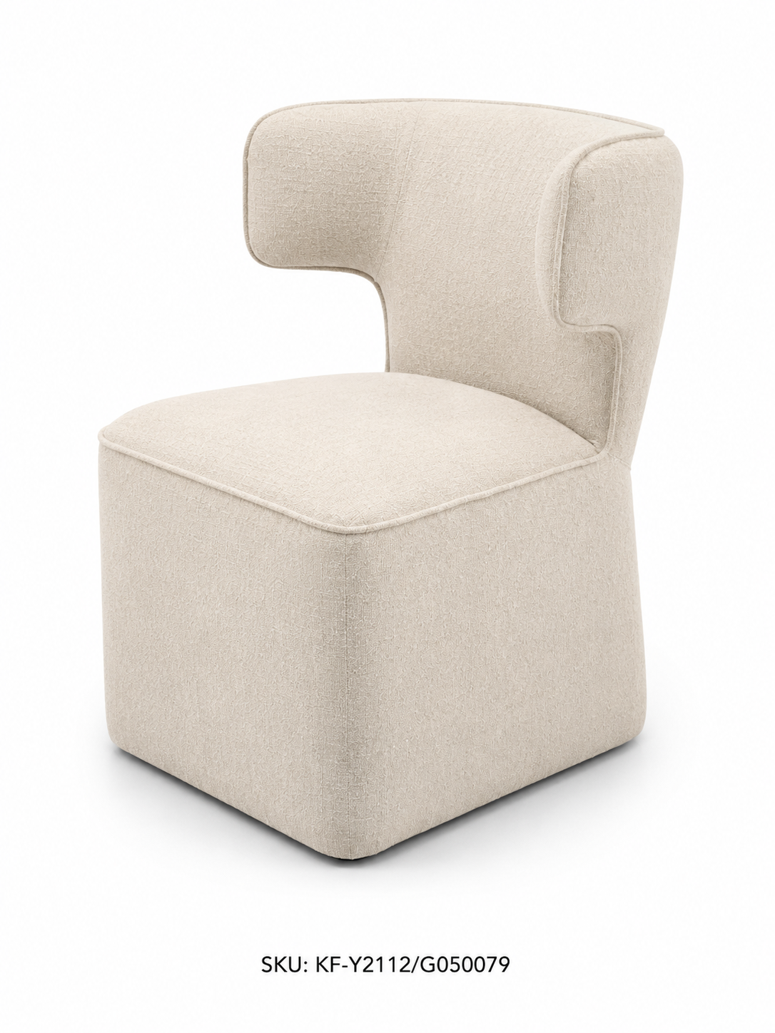 Mellow Ivory dining chair with casters in ivory upholstery