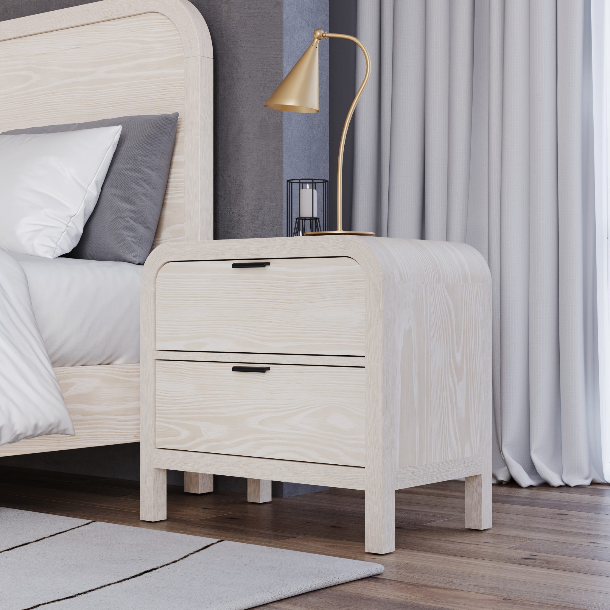 Drake 2-Drawer Nightstand with USB - Sugar