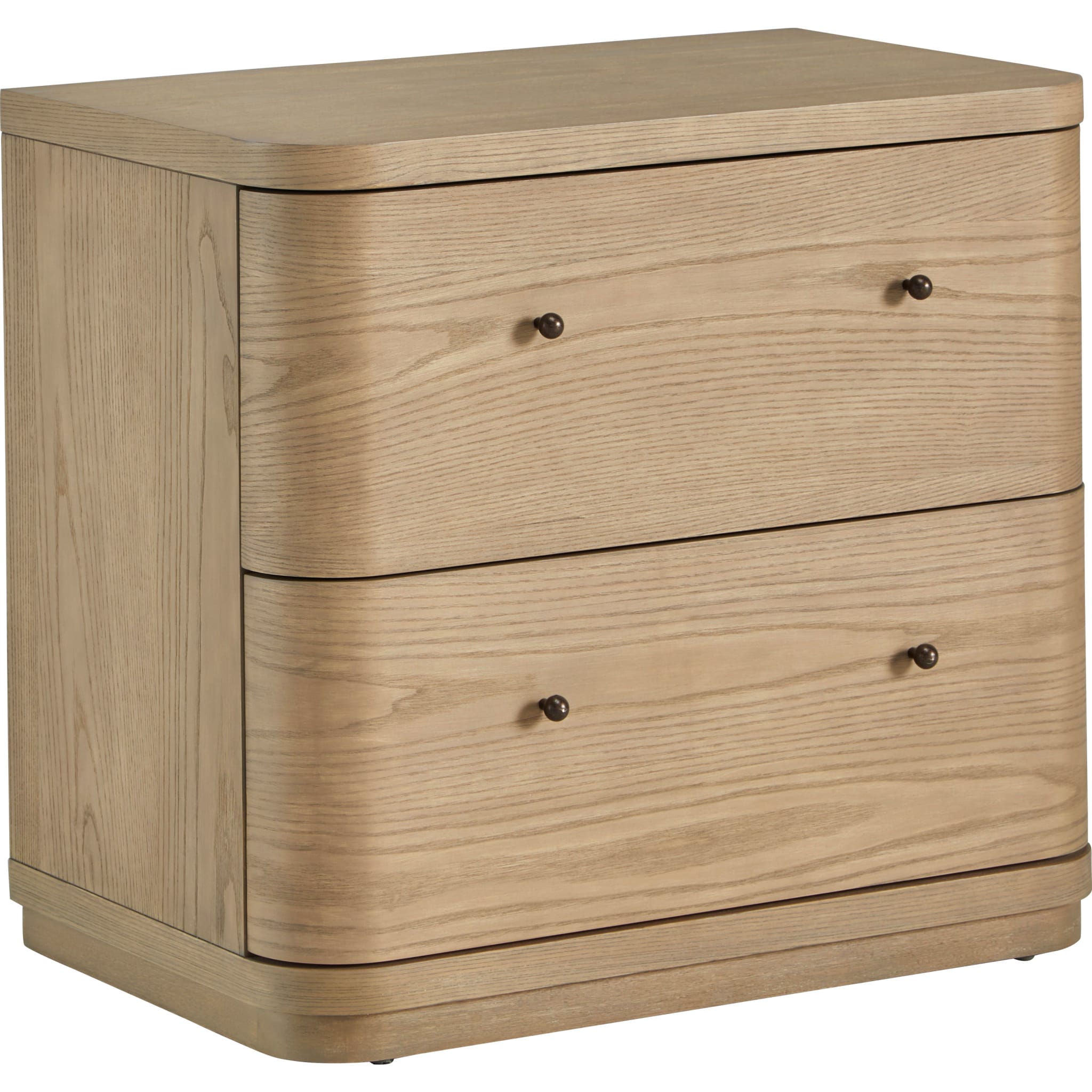 Penny 2-Drawer Nightstand in buff cream, angled view