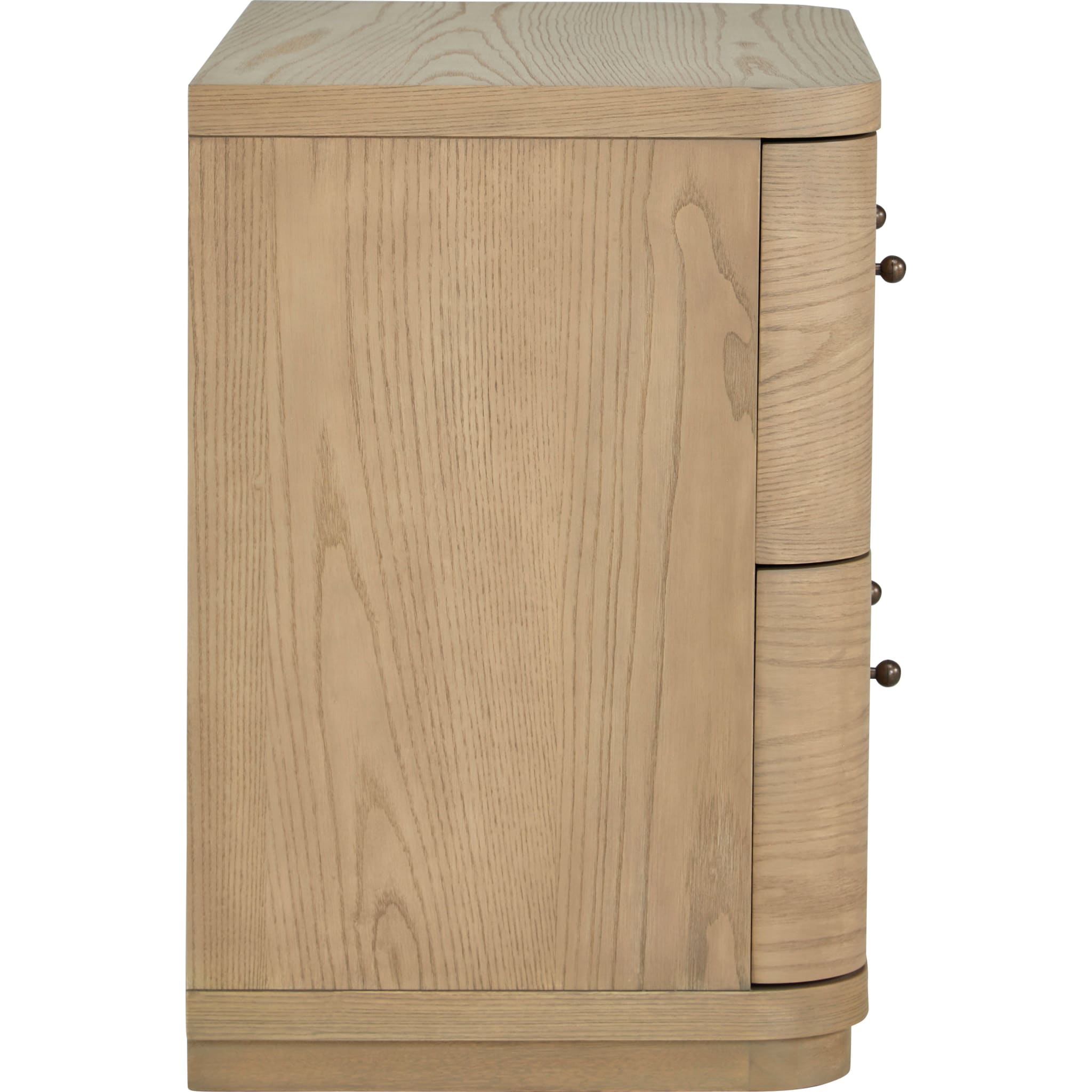 Penny 2-Drawer Nightstand in buff cream, side view