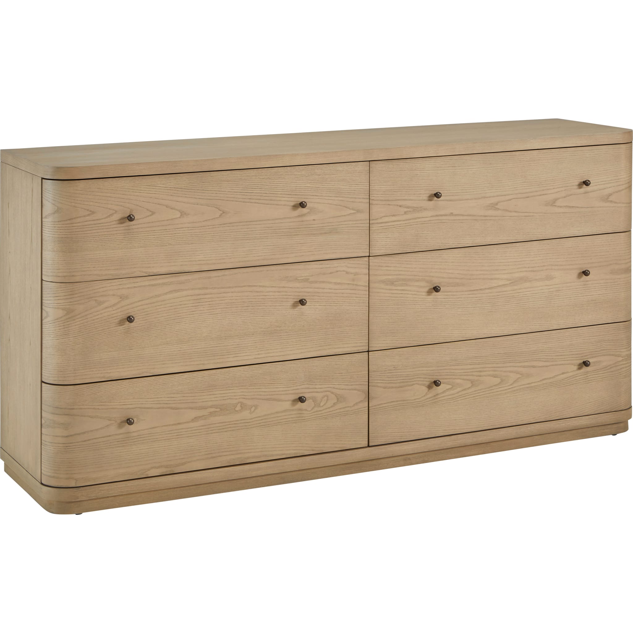 Penny 6-Drawer Dresser in buff cream, angled view